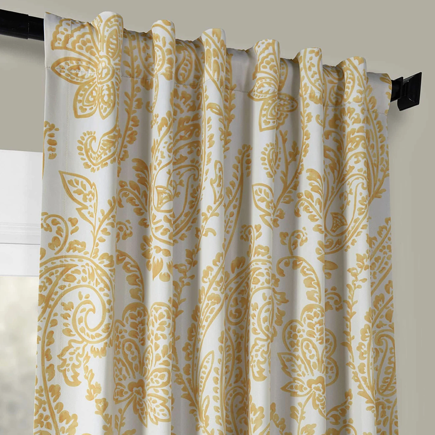 HPD Half Price Drapes BOCH-KC16072C-96 Rideaux occultants imprimés pour Chambre à Coucher et Salon, 127 x 243,8 cm (1 Panneau), Tea Time, Jaune doré