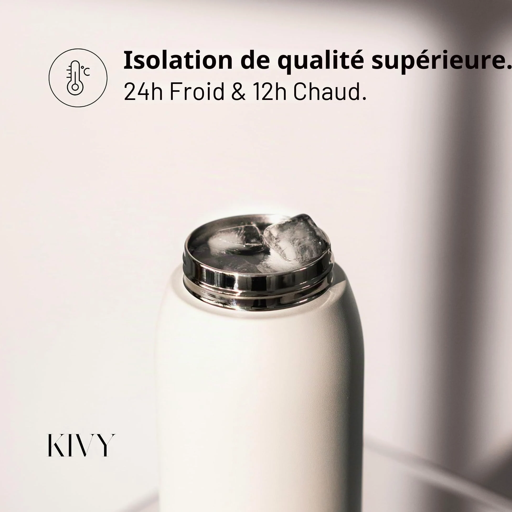 KIVY Gourde en acier inoxydable 1 l avec paille - Bouteille isotherme de 1 l - Passe au lave-vaisselle - Gourde Gym & Fitness - Gourde isotherme en acier inoxydable - Bouteille isotherme | 24 heures de froid, 12 heures de chaleur, anti-fuite, isotherme, b
