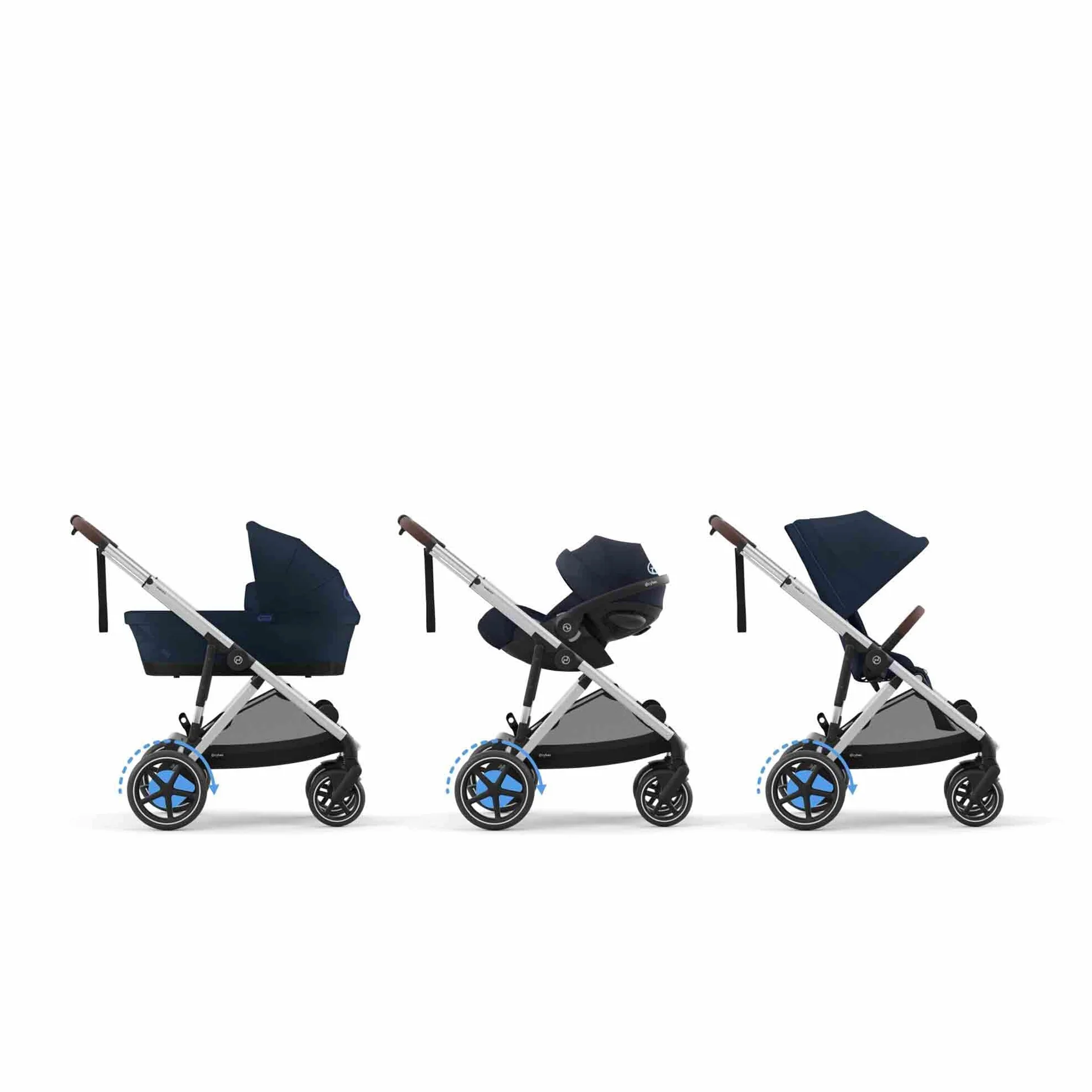 CYBEX Poussette Gold e-GAZELLE S, de la naissance à 4 ans, max 22 kg, système tout-en-1 avec propulsion électrique, bleu océan