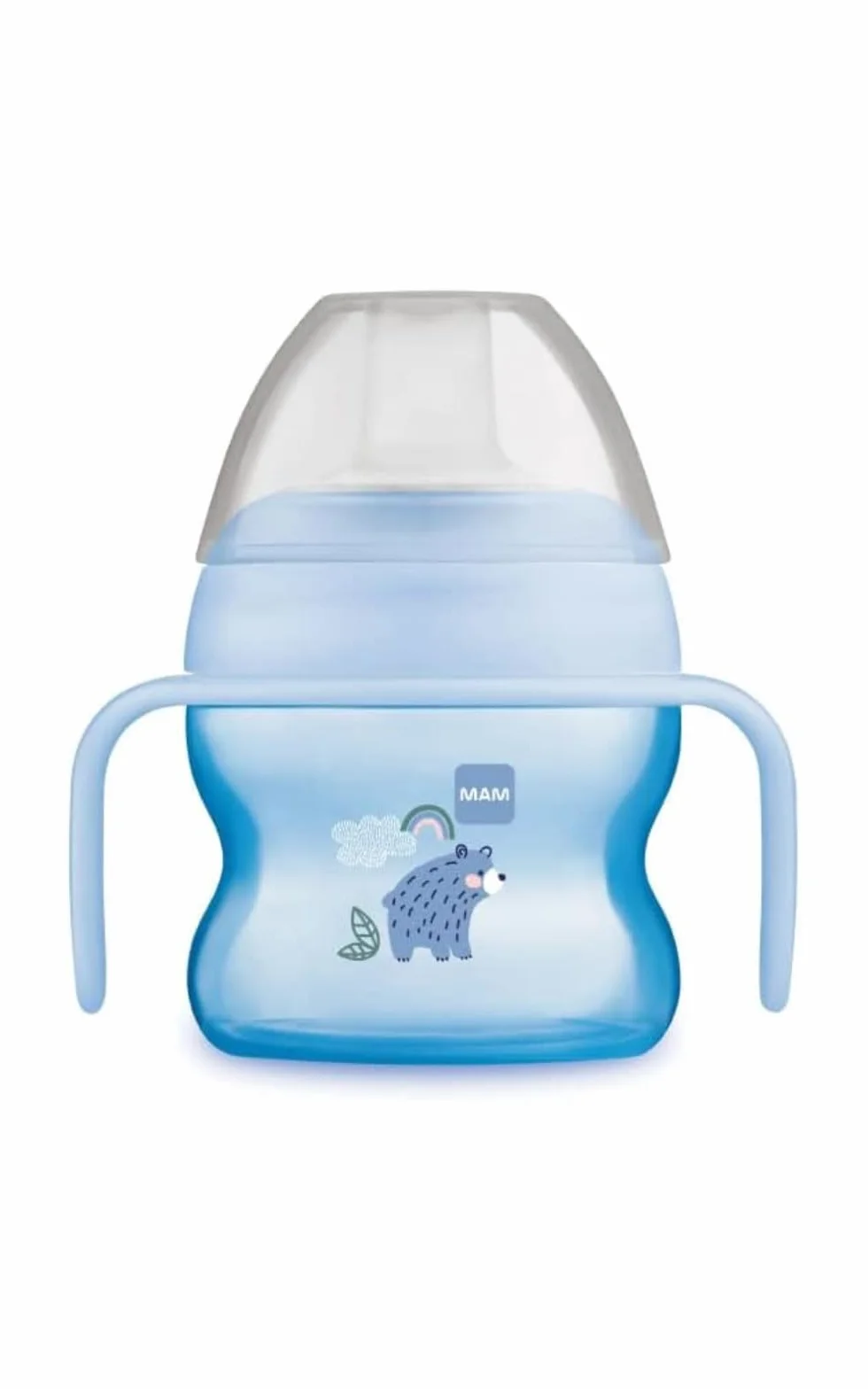 Tasse de démarrage 150 ml avec poignées antidérapantes et bec, bleu clair