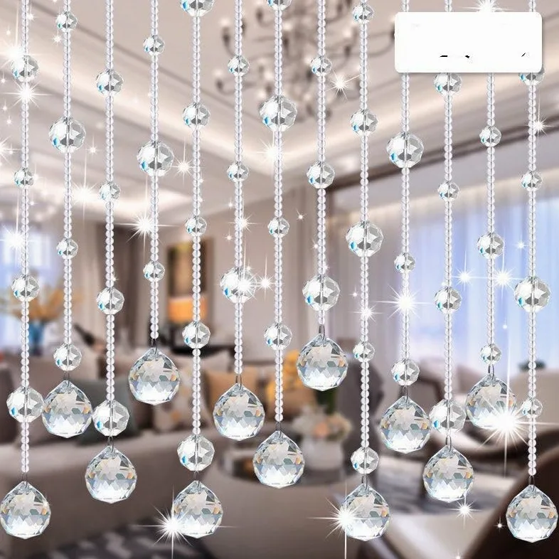 Rideau De Perles De Cristal Rideau de Ficelle Brillant en Perles de Verre Cristal for l'intérieur, for la décoration de Fond de Mariage de Luxe for la Maison(Champagne,0.5m Height 15 pc)