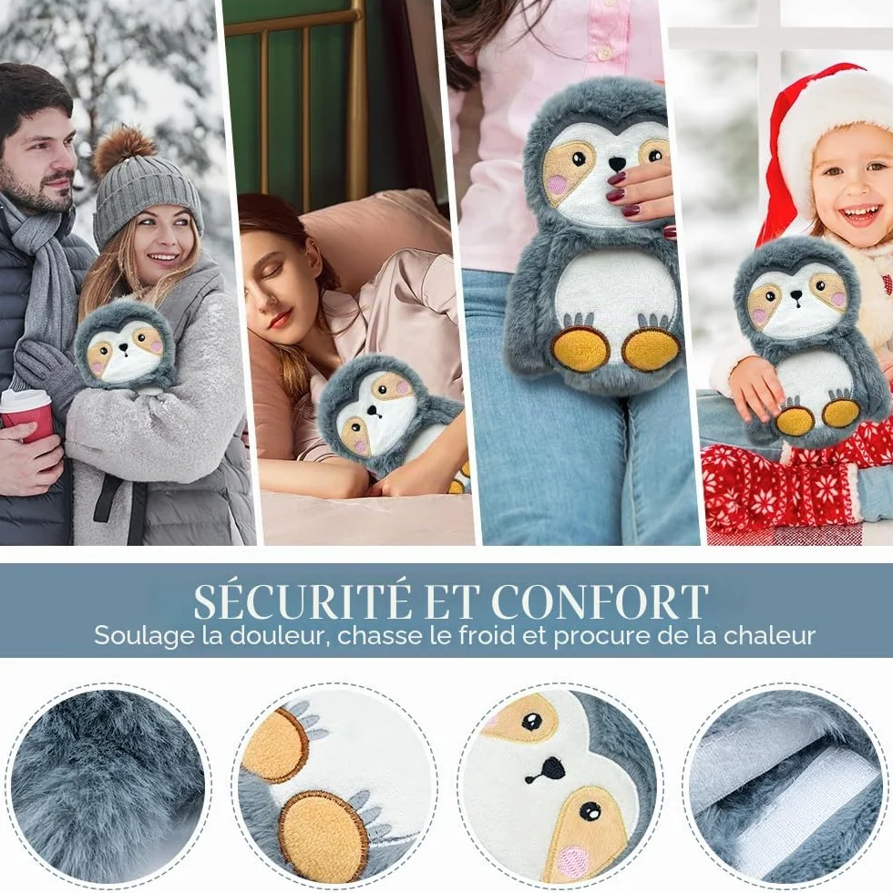 Coussin Chauffant Micro-Onde Bouillotte Peluche Eau Chaude Soulagement Règles Douloureuses