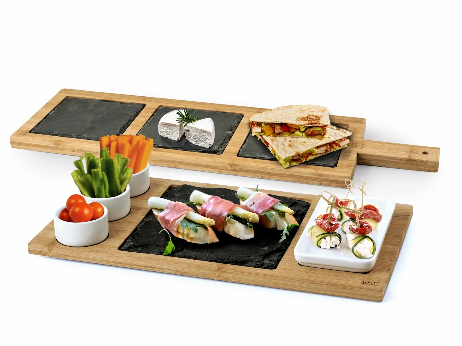 H&H tagliere 1 manico Ardesia & Bamboo cm20x66