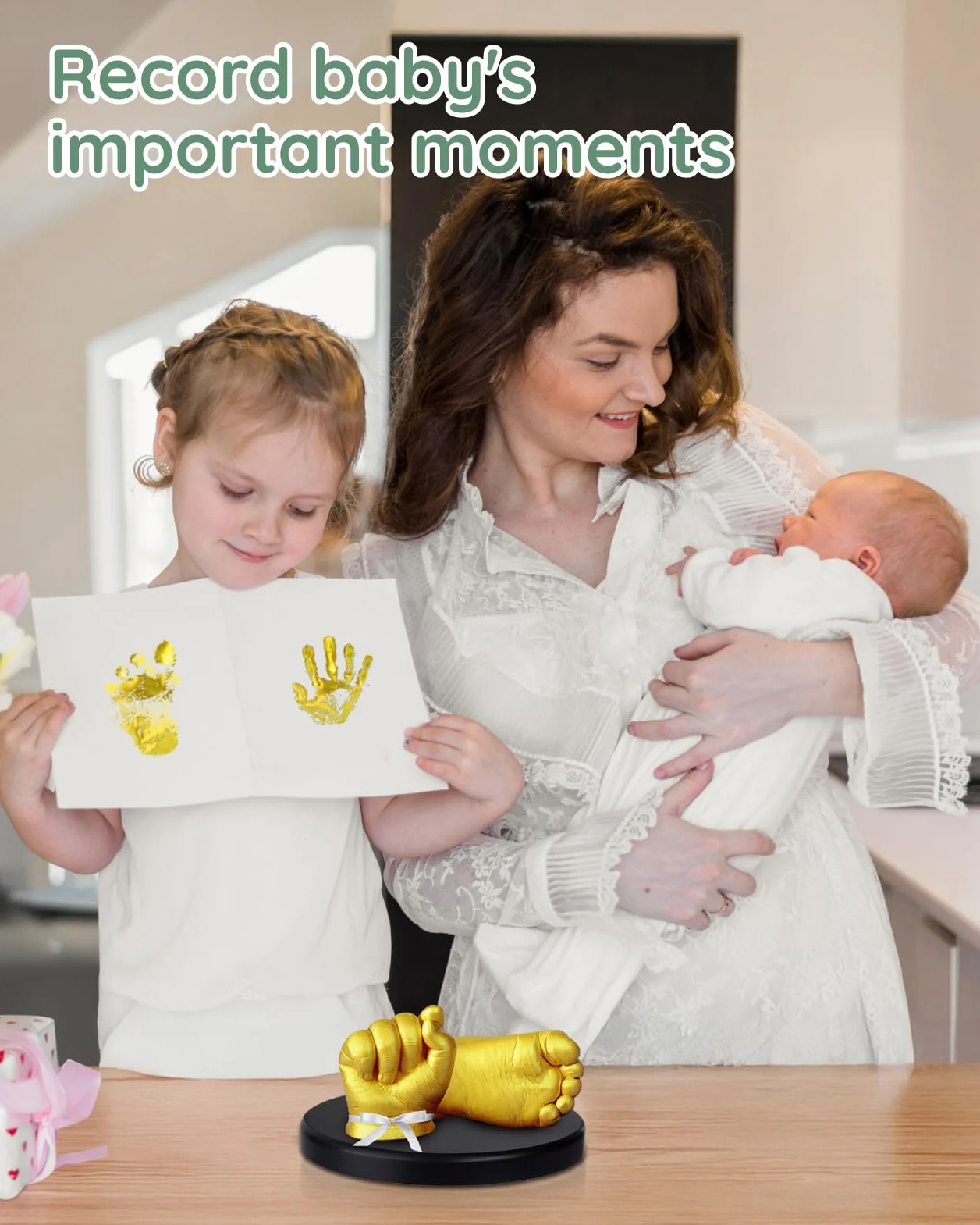 Lilian&Gema Kit Moulage Bébé 0-6 Mois Empreinte Main Pied 3D Souvenir Naissance