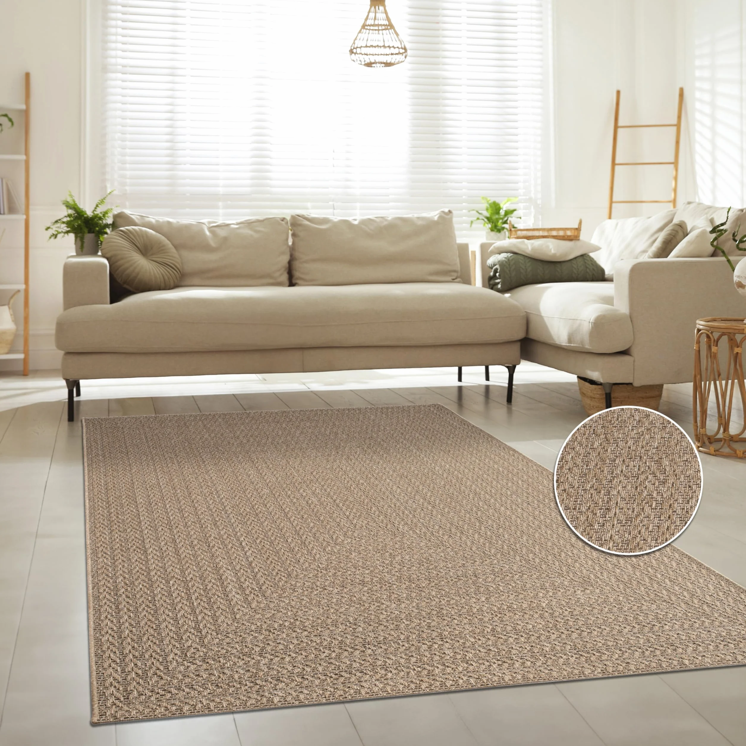 Paco Home Tapis d'extérieur Look Jute 160x230 cm Noir Beige