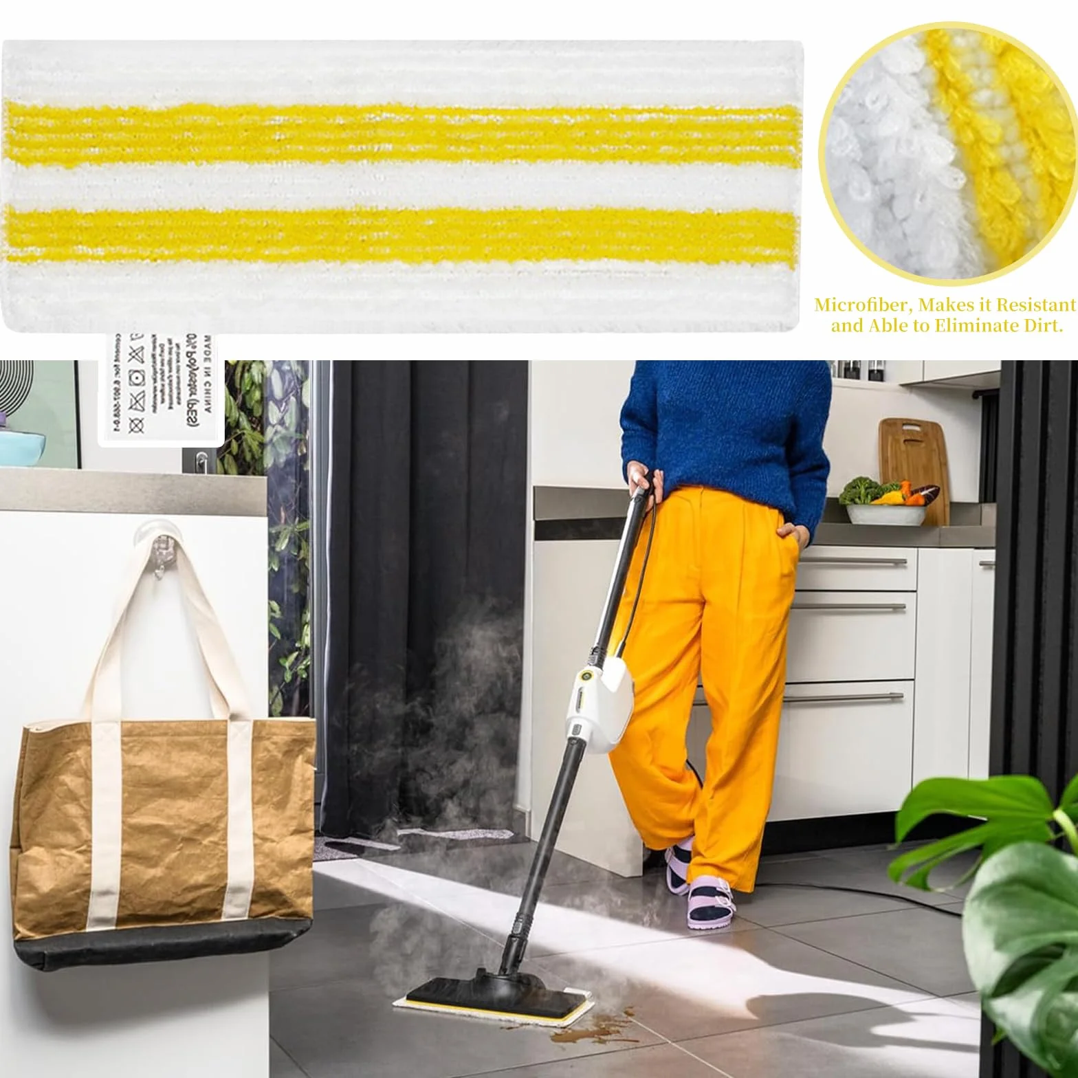 Lot de 6 Lingettes Microfibre Recharge pour Kärcher EasyFix SC 2 SC 3 SC 4 SC 5