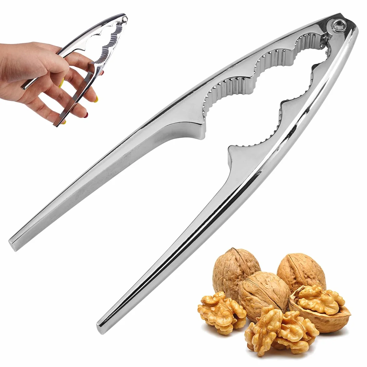 Casse-Noix en Acier Inoxydable Multifonctionnel avec Poignée Ergonomique pour Noix, Amandes, Noisettes