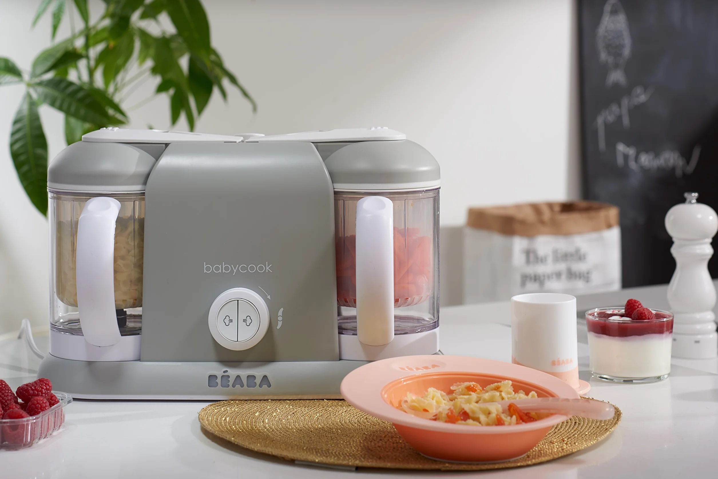 Béaba Babycook Duo Baby Food Maker 4 in 1 Food Processor Blender Cooker Soft Steamer 2 x 1100ml Grey