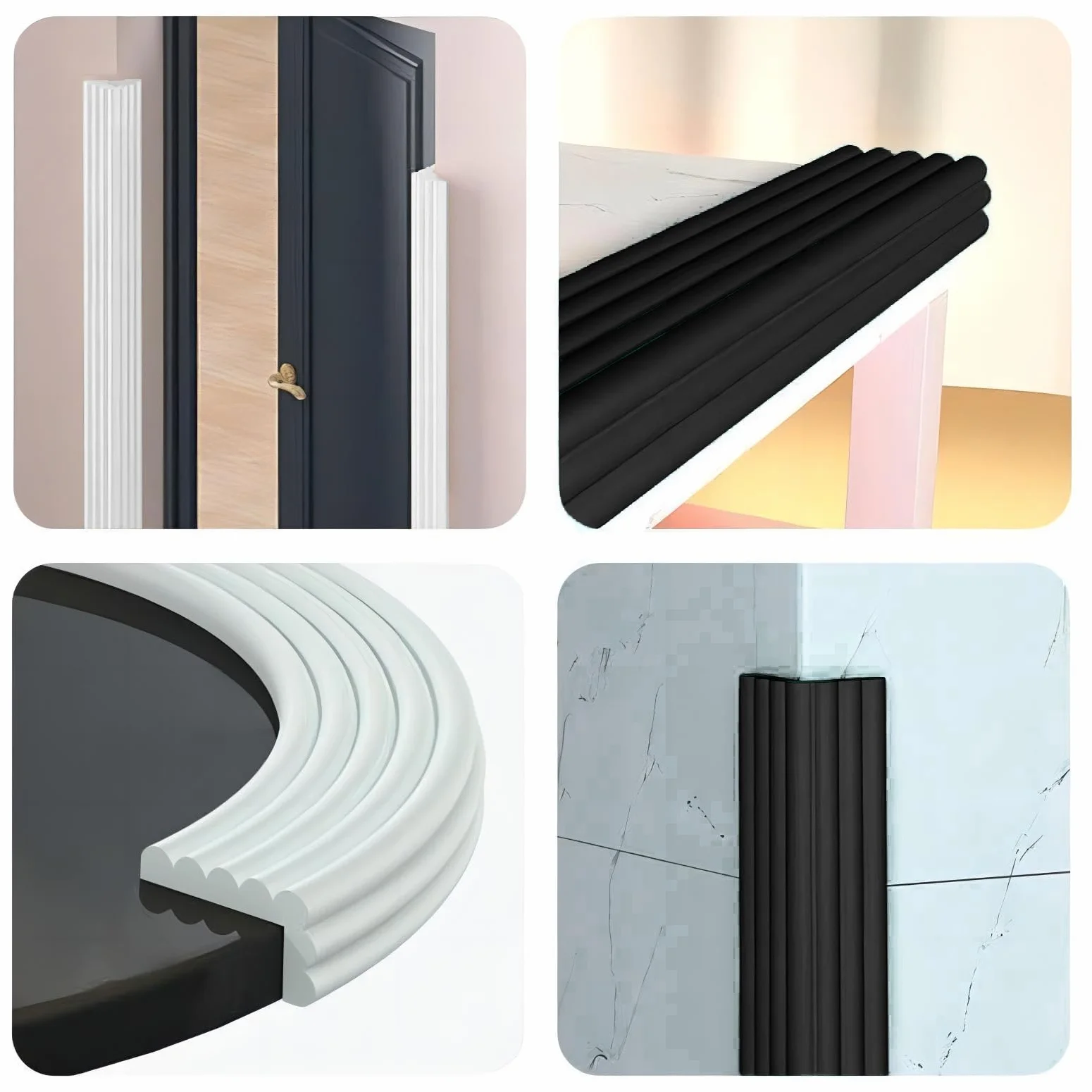 Protection des bords de table autocollante 2 m 8 cm 0,8 cm Mousse pour tables en verre Noir