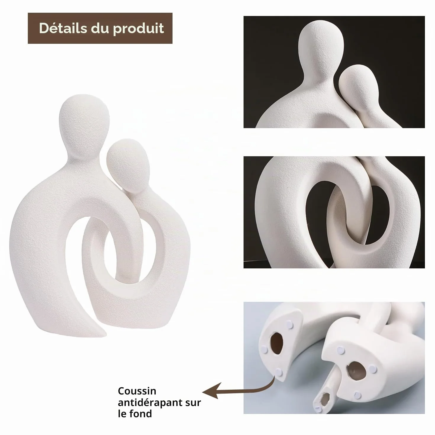 Statue Romantique en Céramique Blanche Moderne pour Décoration Intérieure