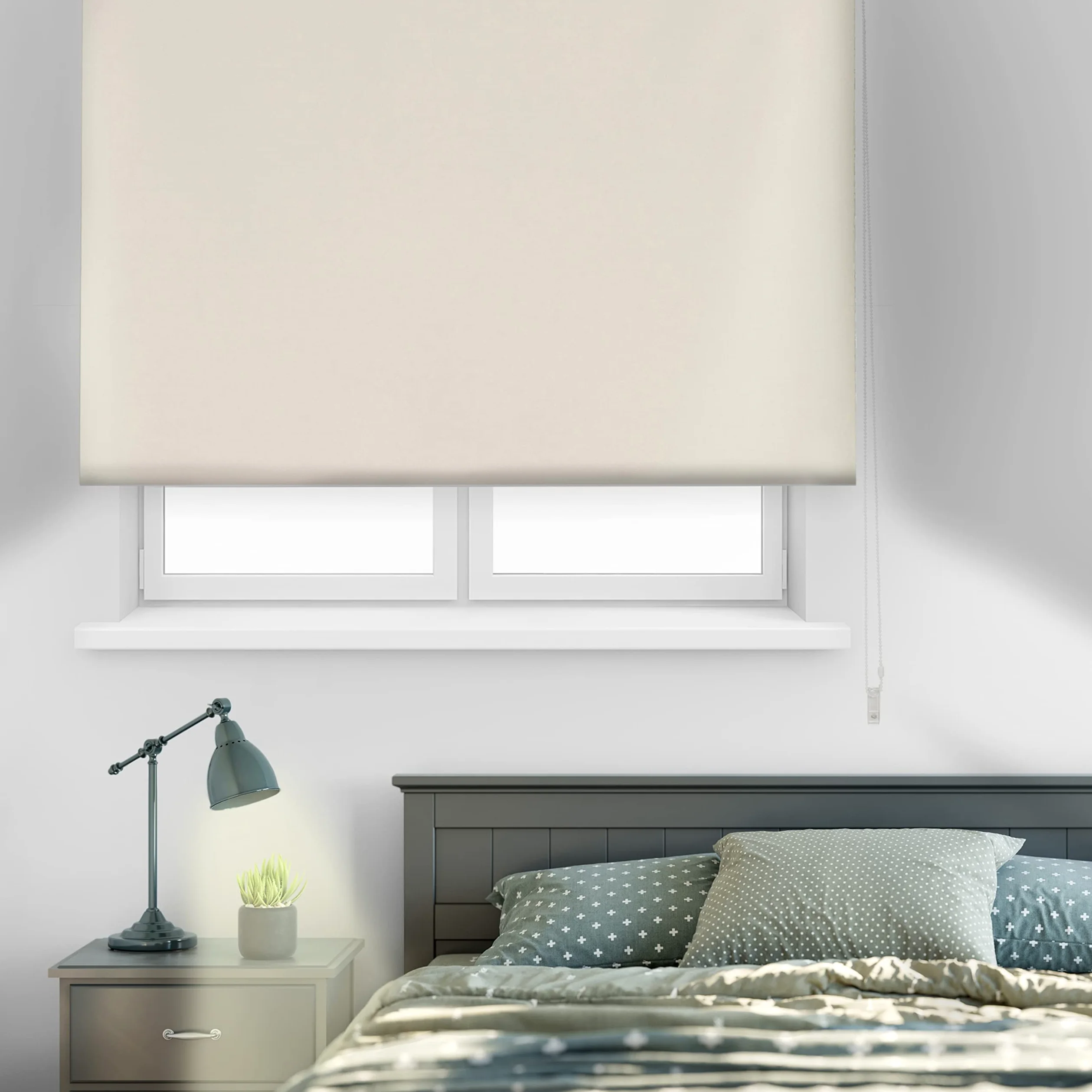 Store Enrouleur Occultant Uni Premium - Beige 120 x 230 cm - Isolation Lumière, Froid et Chaleur - Polyester Occultant Thermique
