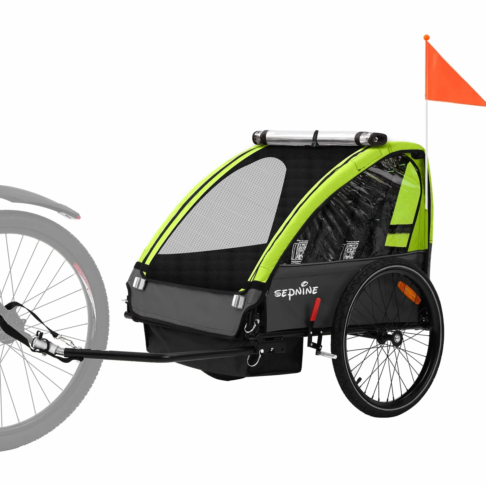 SEPNINE Remorque pour Enfant 2 Places Tout-Terrain Pliable Frein à Main 40 kg