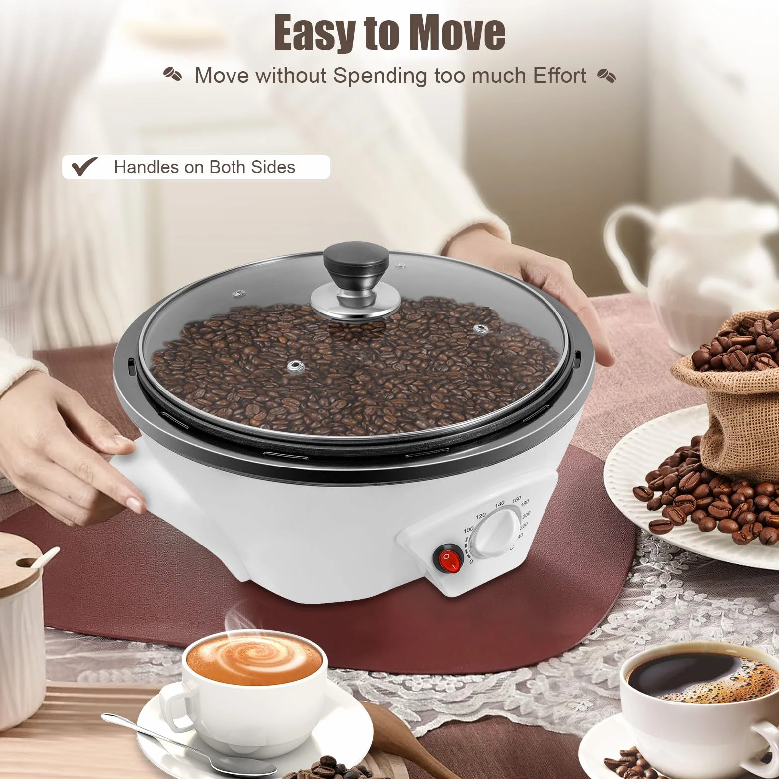 Machine à torréfaction à café électrique 500 g 0-240 °C réglable torréfacteur multifonction grains café noix pop-corn