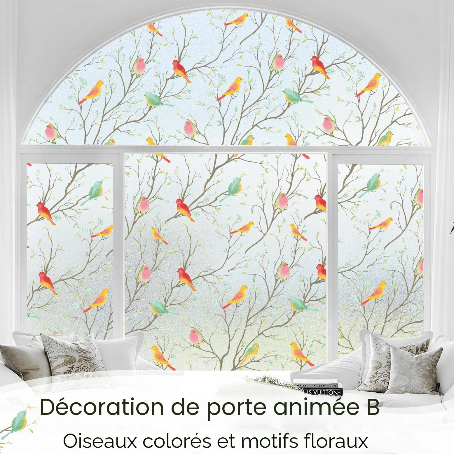 Lifetree Film pour Fenêtre sans AdhéSif - Anti Regard, Vitrail Autocollant Décoratif Opaque, Anti-UV, pour Fenêtres et Portes 115 x 200 cm