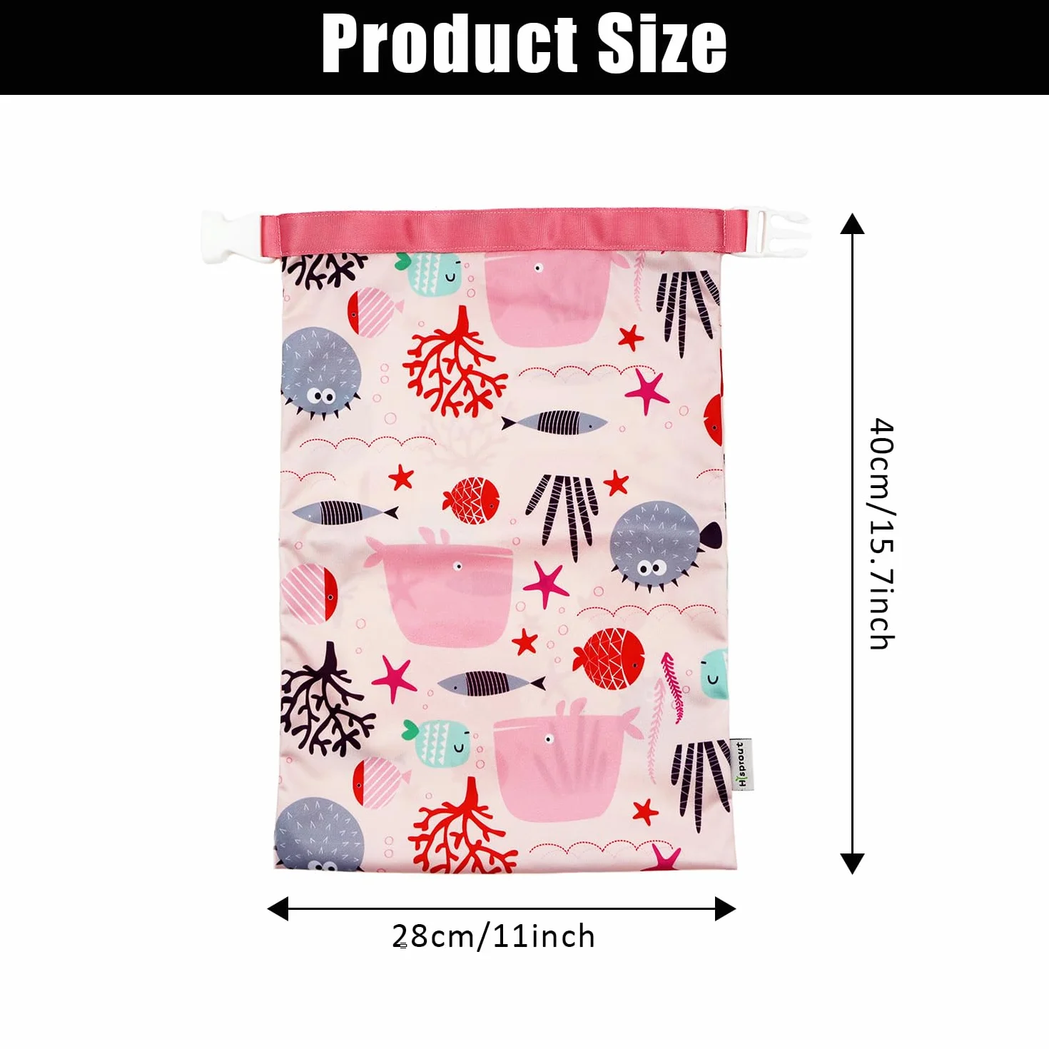 Sac Étanche Imperméable Lavable Réutilisable pour Vêtements Mouillés Couches Maillots de Bain (Rose)