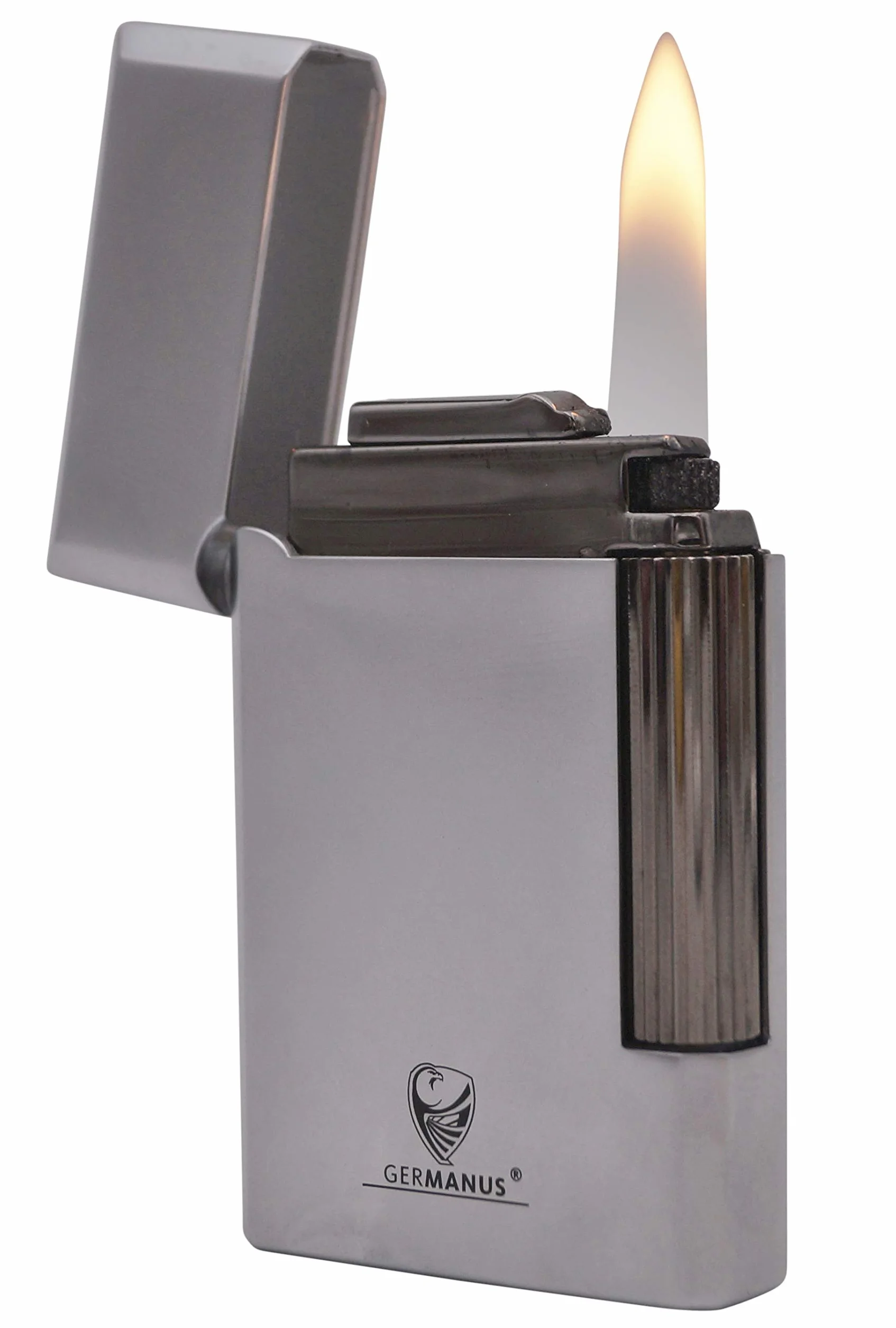 GERMANUS Briquet, entièrement en métal, argenté, le robuste