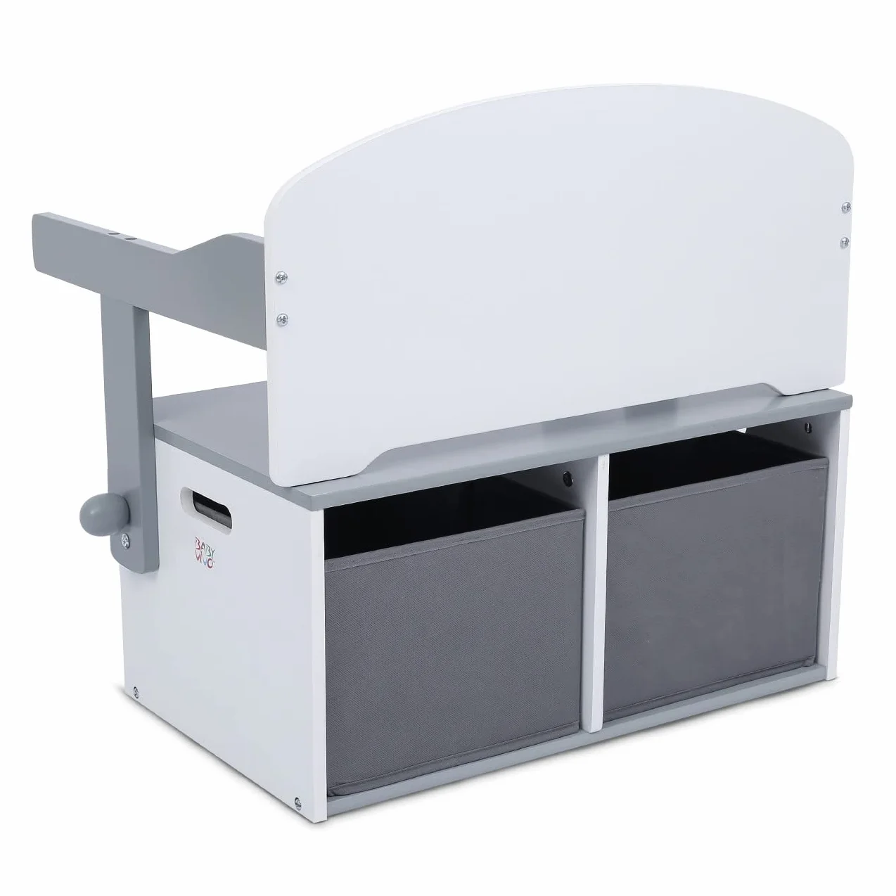 Baby Vivo Multifonctionnel 3en1 Table et Banc en Bois pour Enfants avec Coffre à Jouets - Felix Gris