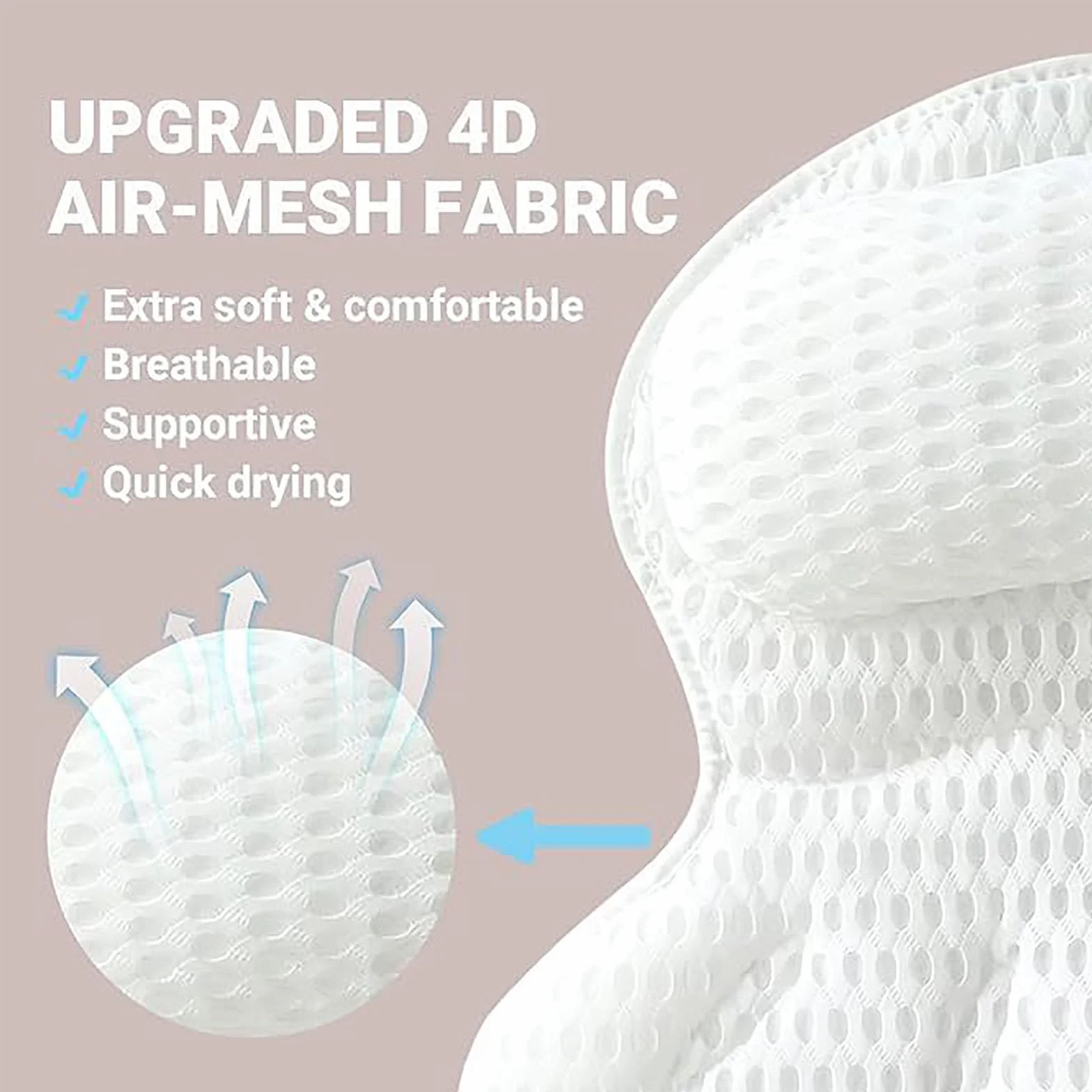 Coussin Baignoire Adulte Oreiller de Bain 4D 6 Ventouses pour Tête Cou Dos