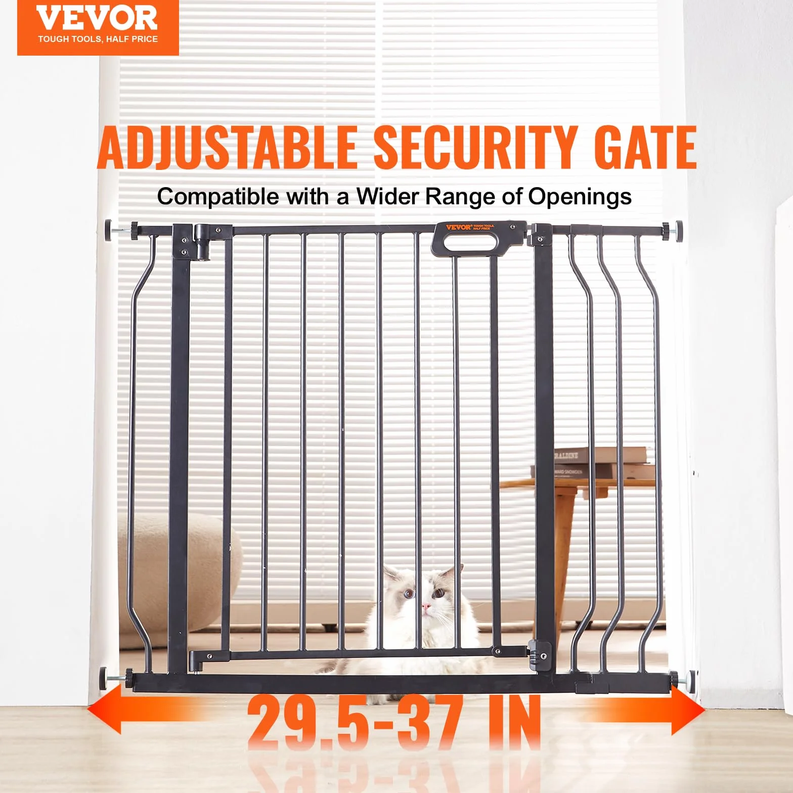 VEVOR Barrière de Sécurité Extensible 75-99 cm Hauteur 76 cm Fermeture Automatique sans Perçage Noir