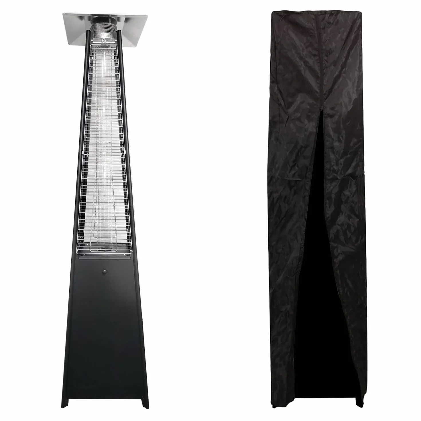 Parasol chauffant au gaz STOCKHOLM 13kW acier noir housse protection