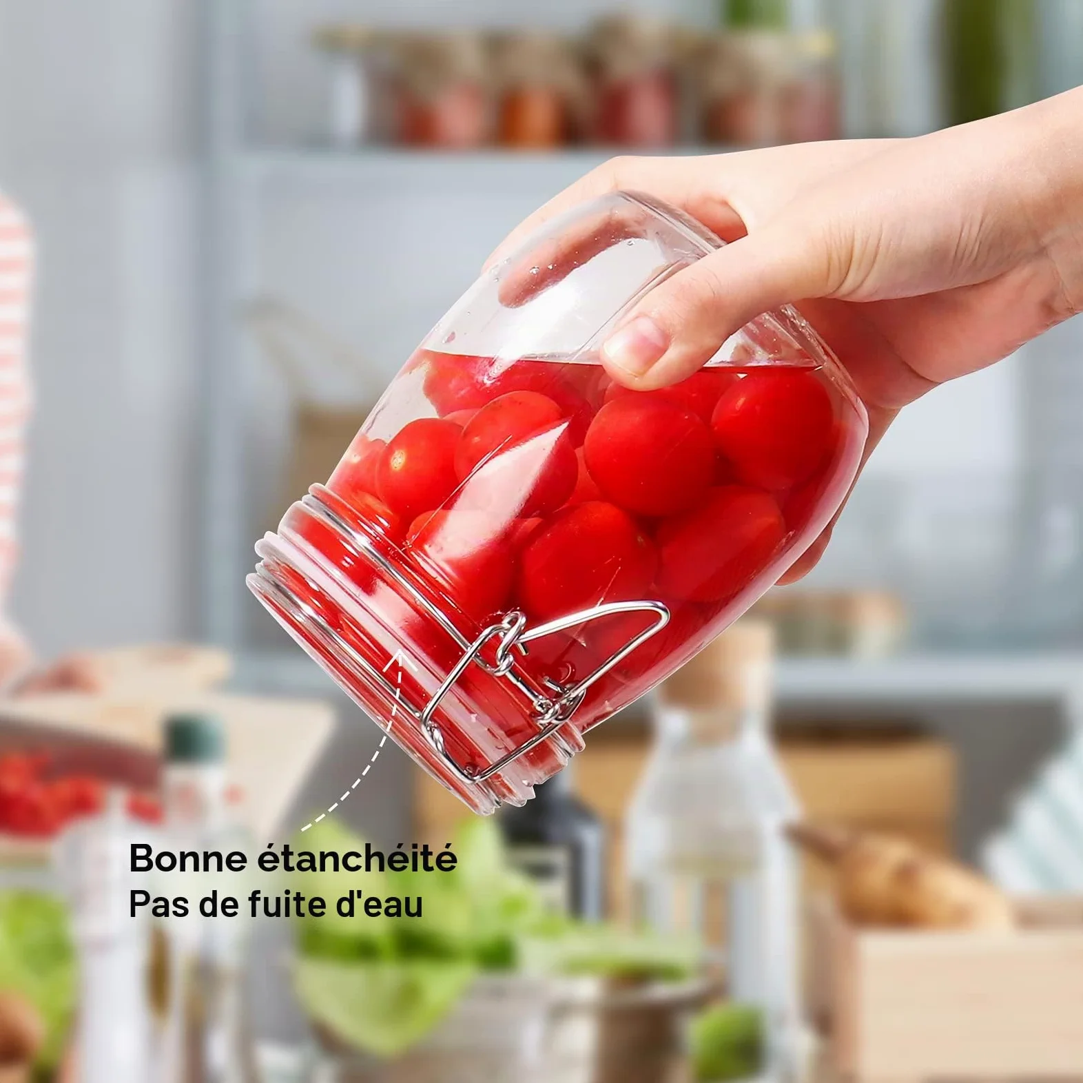 Betrome Lot de 6 bocaux en verre avec couvercle hermétique en caoutchouc réutilisable pour confiture, café, thé, miel, haricots, épices