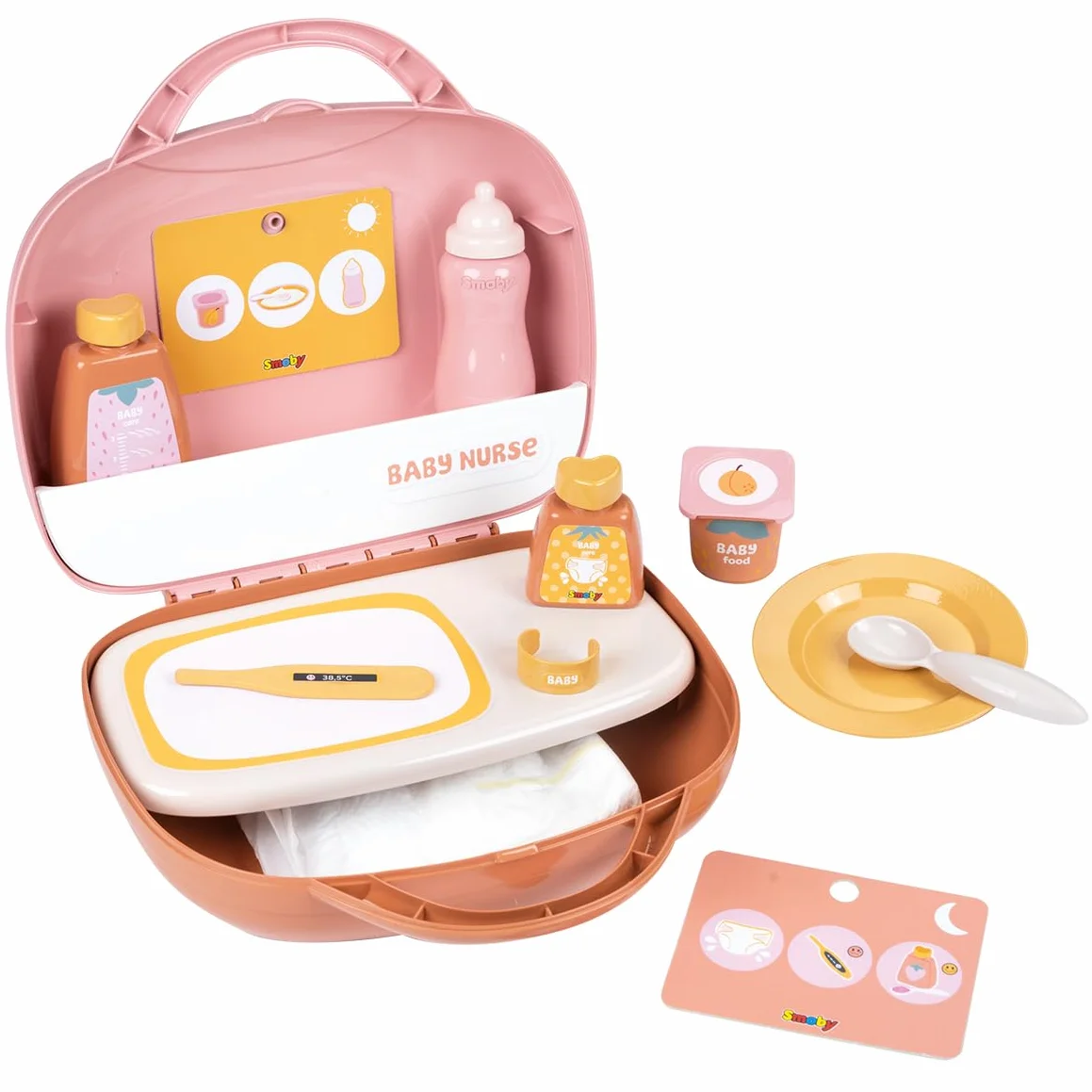 Smoby Baby Nurse Vanity Mini Valise 13 Accessoires Prendre Soin de Bébé Dès 3 Ans Fabrication Française