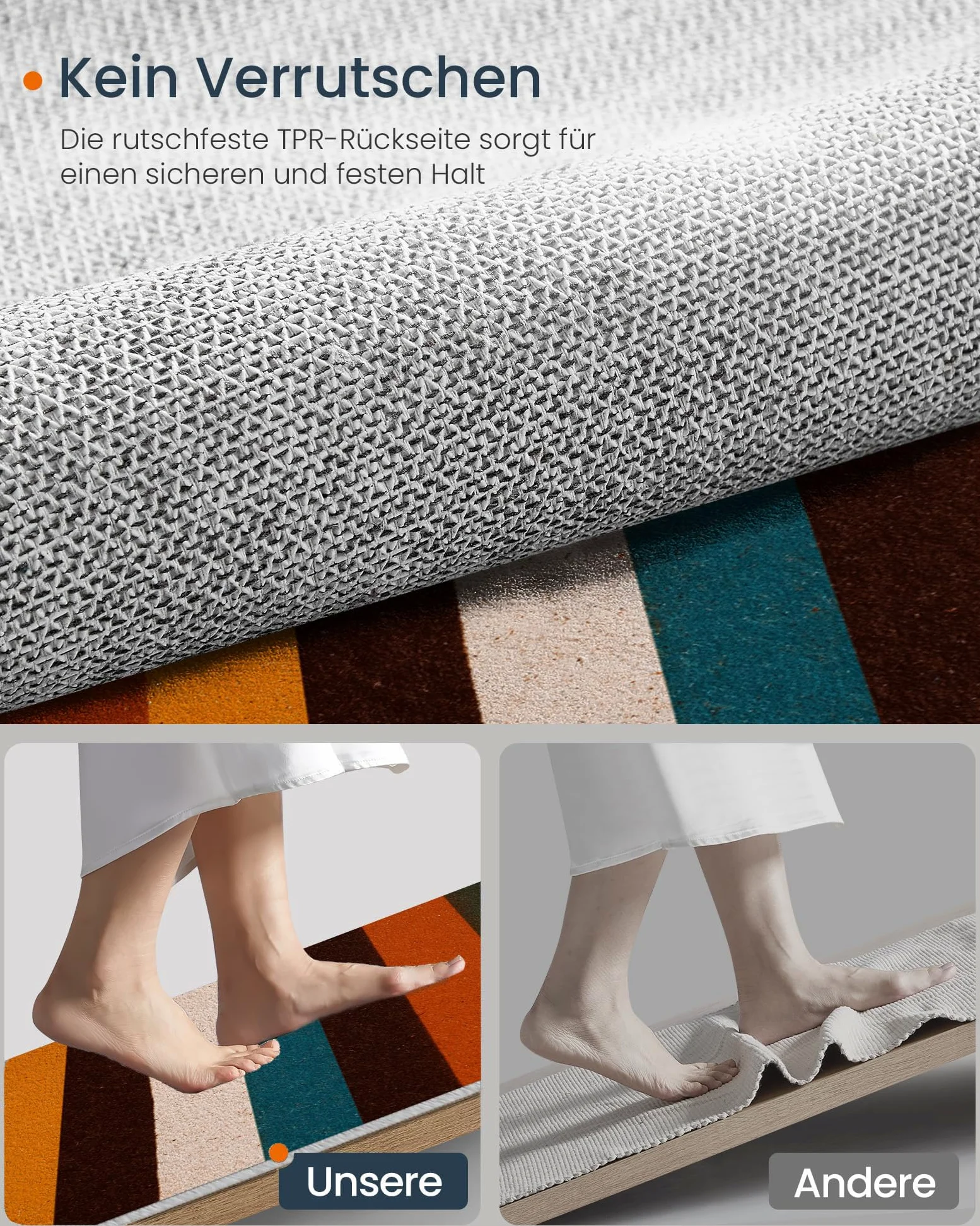 Tapis Rond De Chambre 120 Cm - Patchwork Rayé Rétro Terracotta - Motif Géométrie Simple - Moelleux Et Antidérapant - Tapis De Salon À Poils Courts - Lavable - Moderne Et Doux
