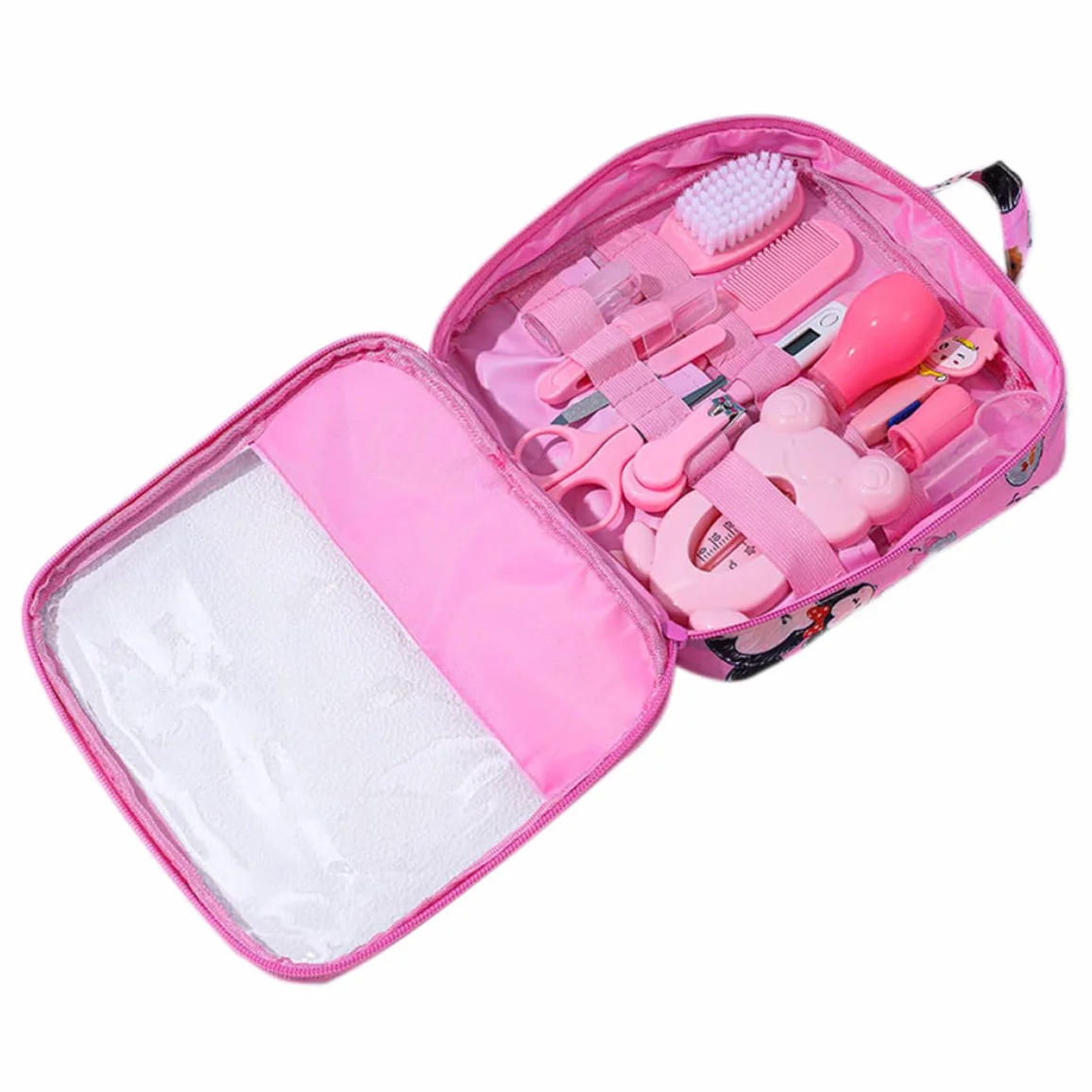 Kit de toilettage pour bébé 13 pièces aspirateur nasal coupe-ongles brosse à cheveux