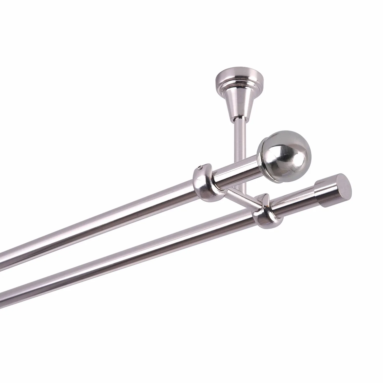 MDEKOR Tringle à rideaux 2 voies Fixation de plafond en métal aspect acier inoxydable neuf, 240