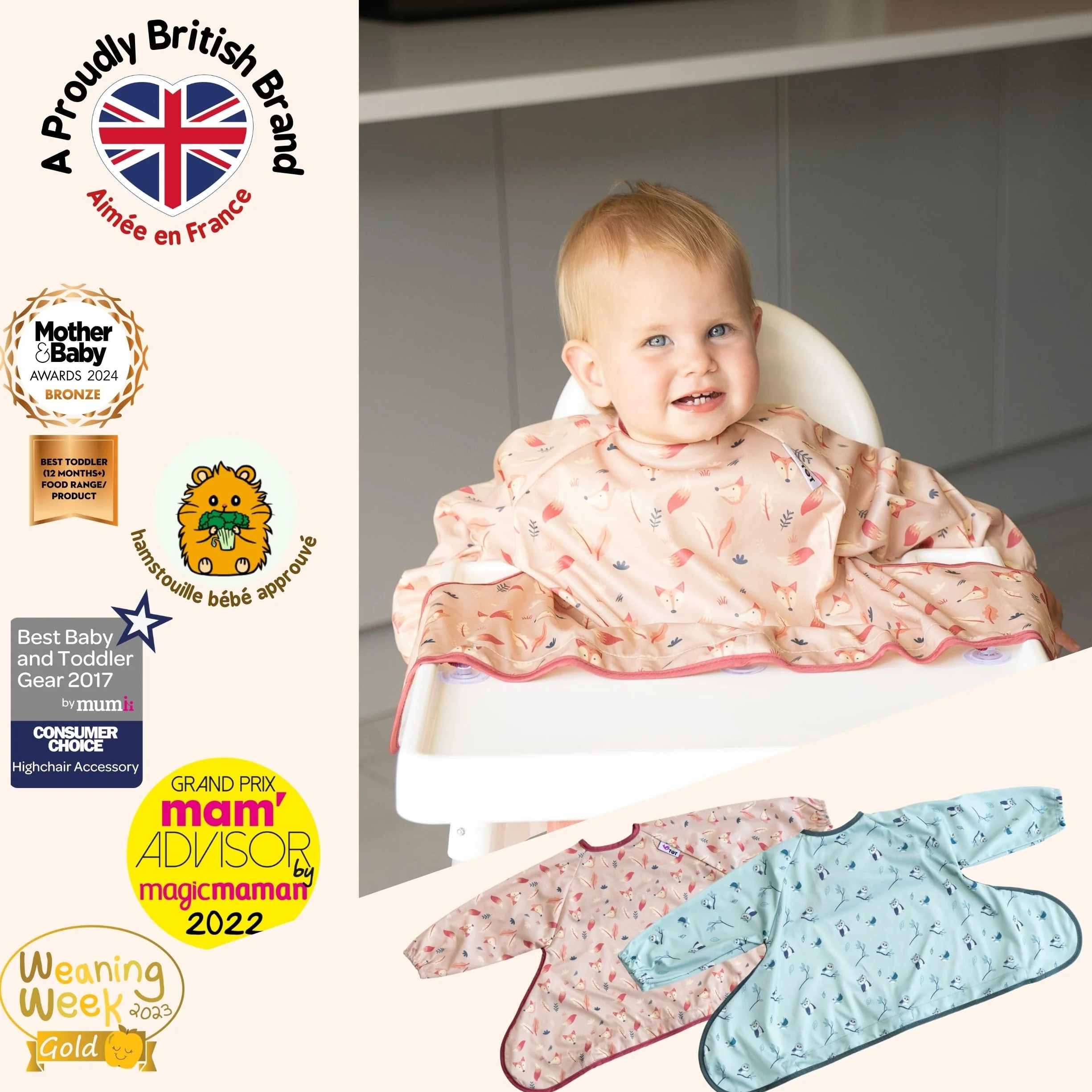 Tidy Tot Cover & Catch Bavoir d'alimentation avec manches pour bébé, enfant