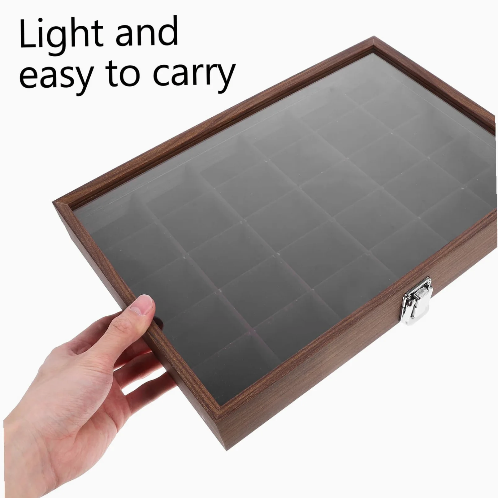Ipetboom Boîte à Sachets de Thé 30 Compartiments en Verre et Bois Marron avec Couvercle Transparent, Organisateur Élégant pour Rangement Facile la Maison Salle à Manger
