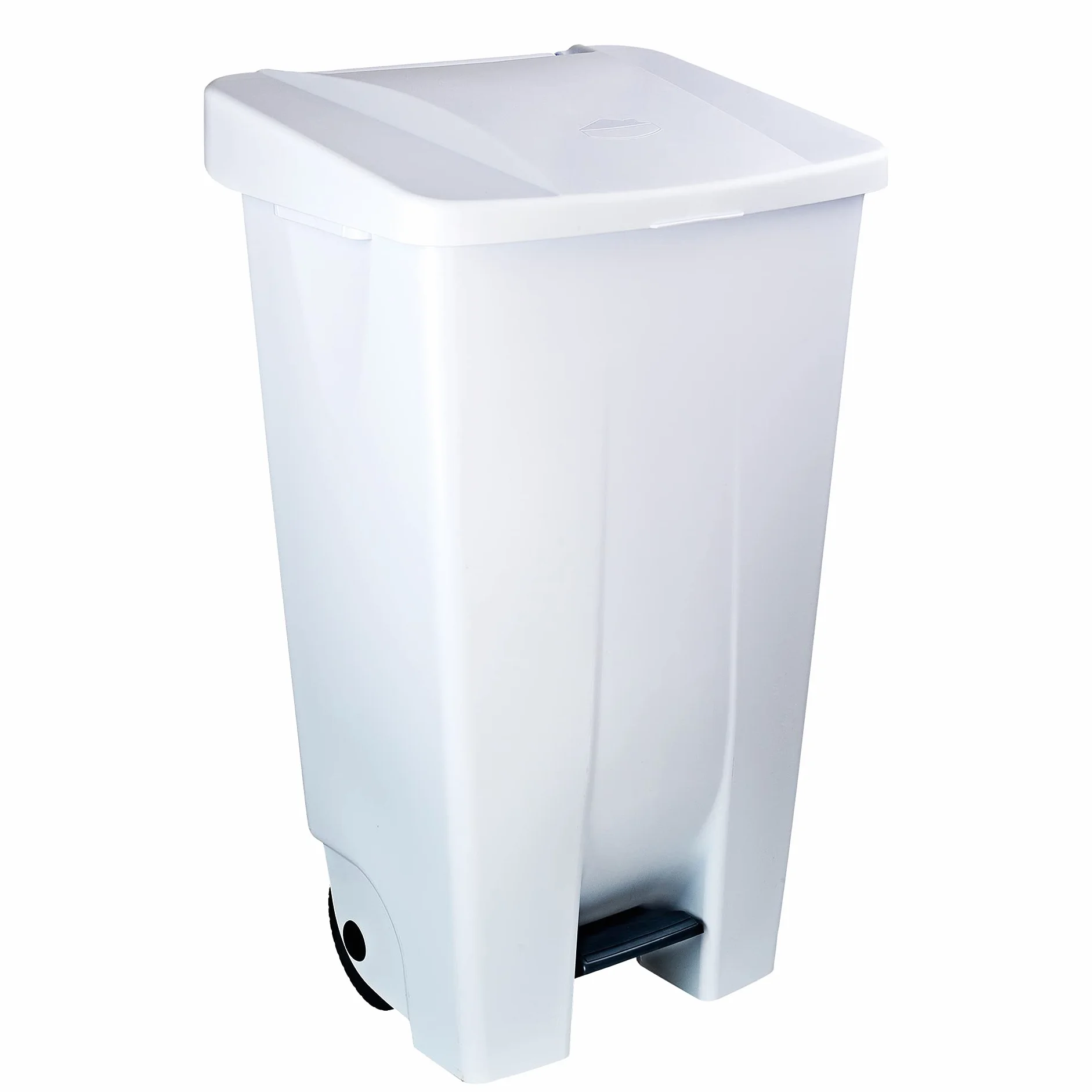 Denox Conteneur sélectif à pédale 120 L Blanc poubelle avec roues poignée ergonomique plastique alimentaire