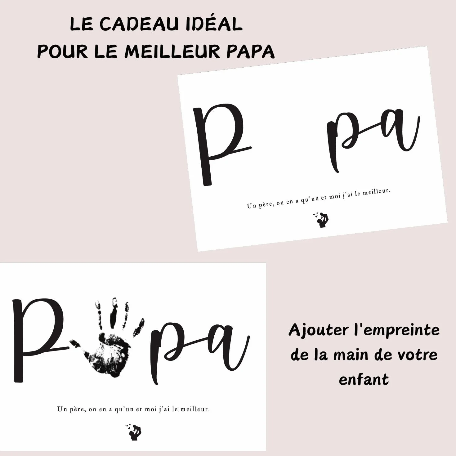 Empreinte Papa Cadeau Fête des Pères avec cadre en bois souvenir bébé