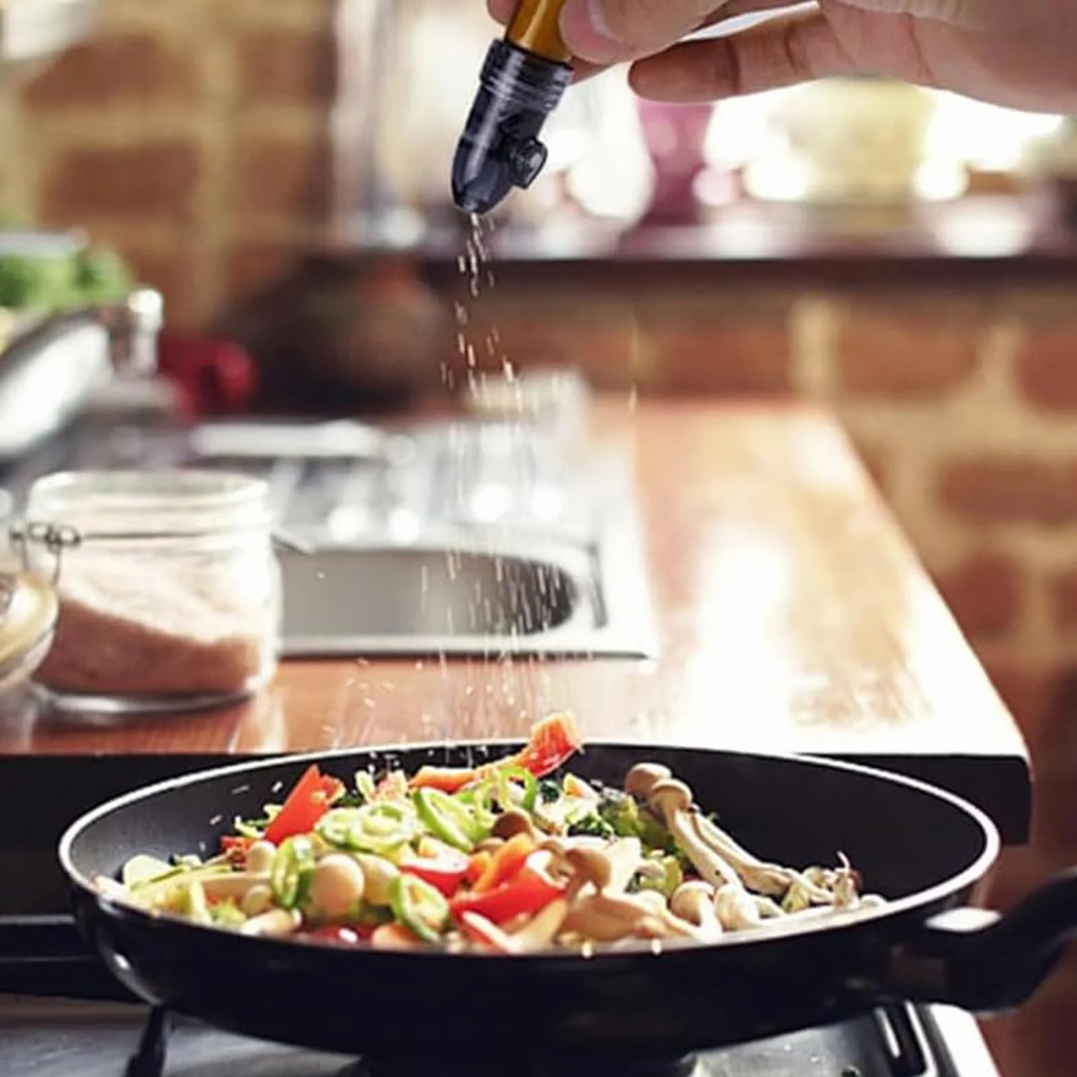 Pot à Épices Verre 4 Pièces avec Entonnoir, Brun et Blanc, pour Camping et Voyages
