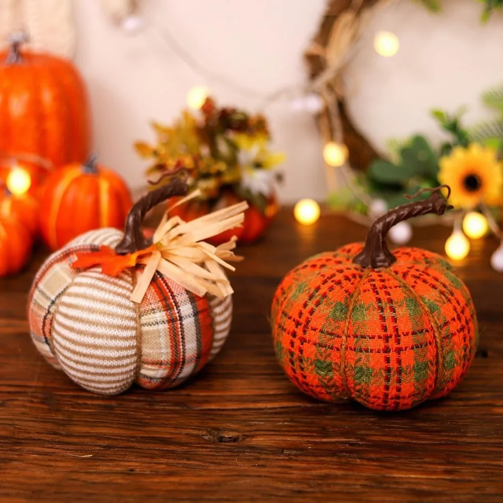 Citrouille Artificielle en Tissu, Coton PP, Décoration de Table Automne, Accessoire Photo