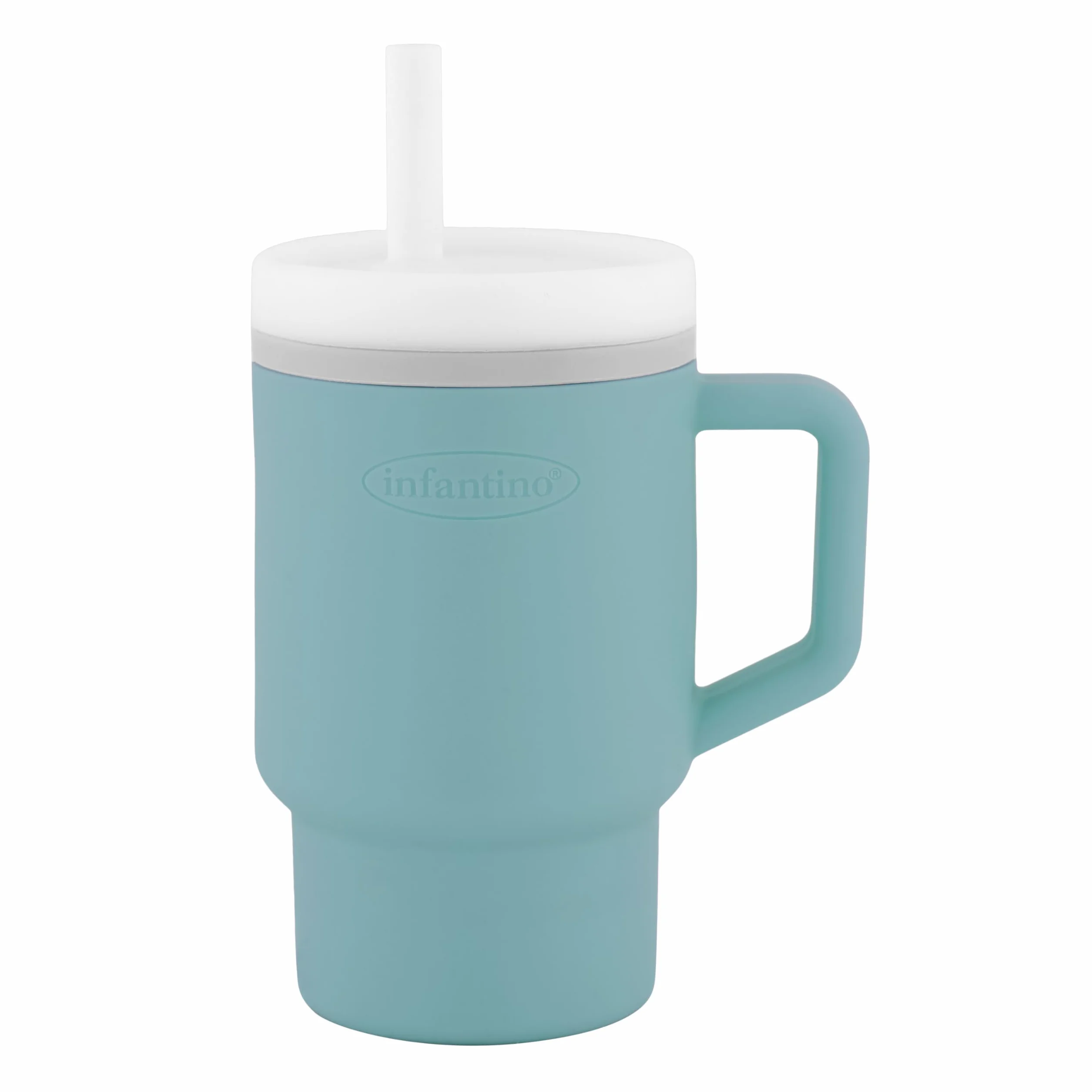 INFANTINO Ma Première Tasse 255ml avec Paille Antifuite et Poignée, Bleu Maussade