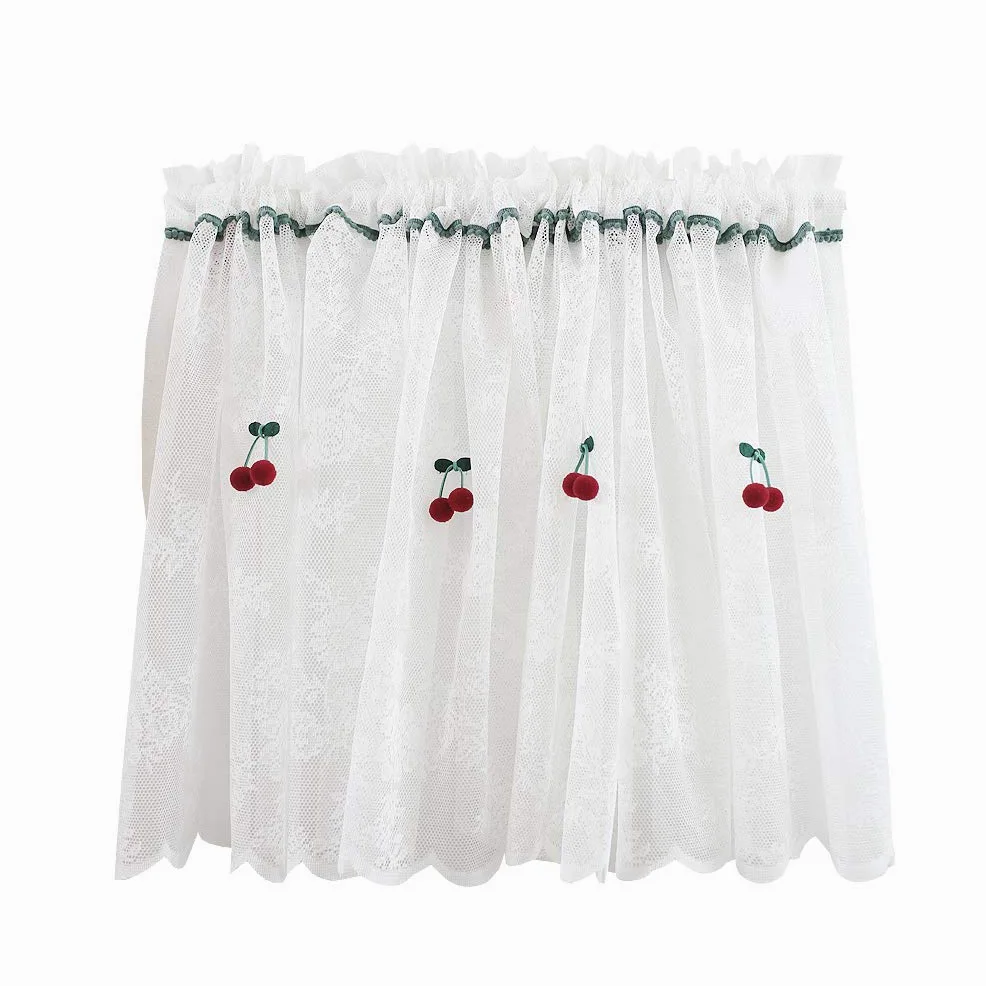 Rideau for cuisine café, rideau court, rideau court de cuisine, cantonnière de fenêtre, rideau en filet de dentelle blanche, rideau de café transparent, style campagnard et rural(W x H280x110cm)