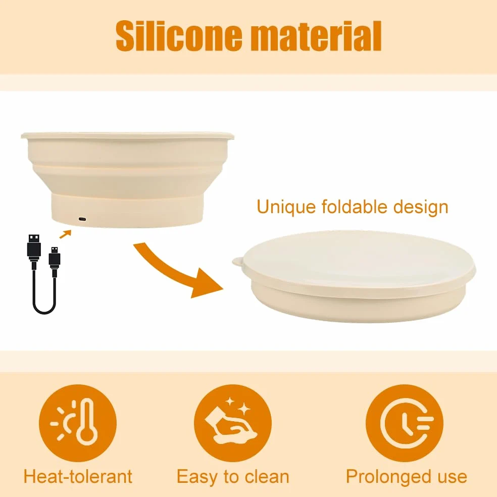 Panier à Pain Chauffant en Silicone, Panier de Fermentation Électrique Thermostatique, Bol de Fermentation Pliable pour le Levain, Idéal pour les Cuisines d'hiver, la Cuisson du Yaourt et des Pizzas