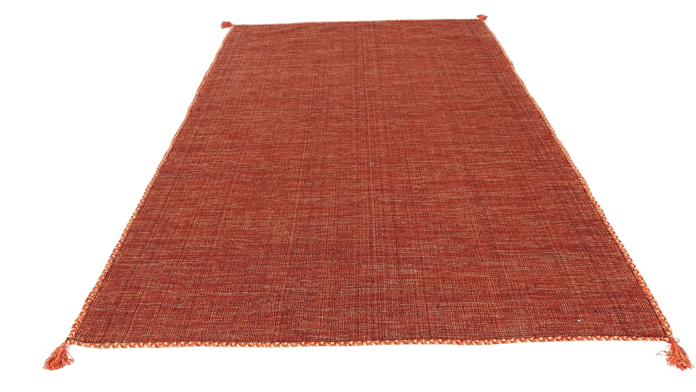 Kelim FRANSI Tapis uni tissé à la main, Tapis intérieur Orange 70 x 140 cm