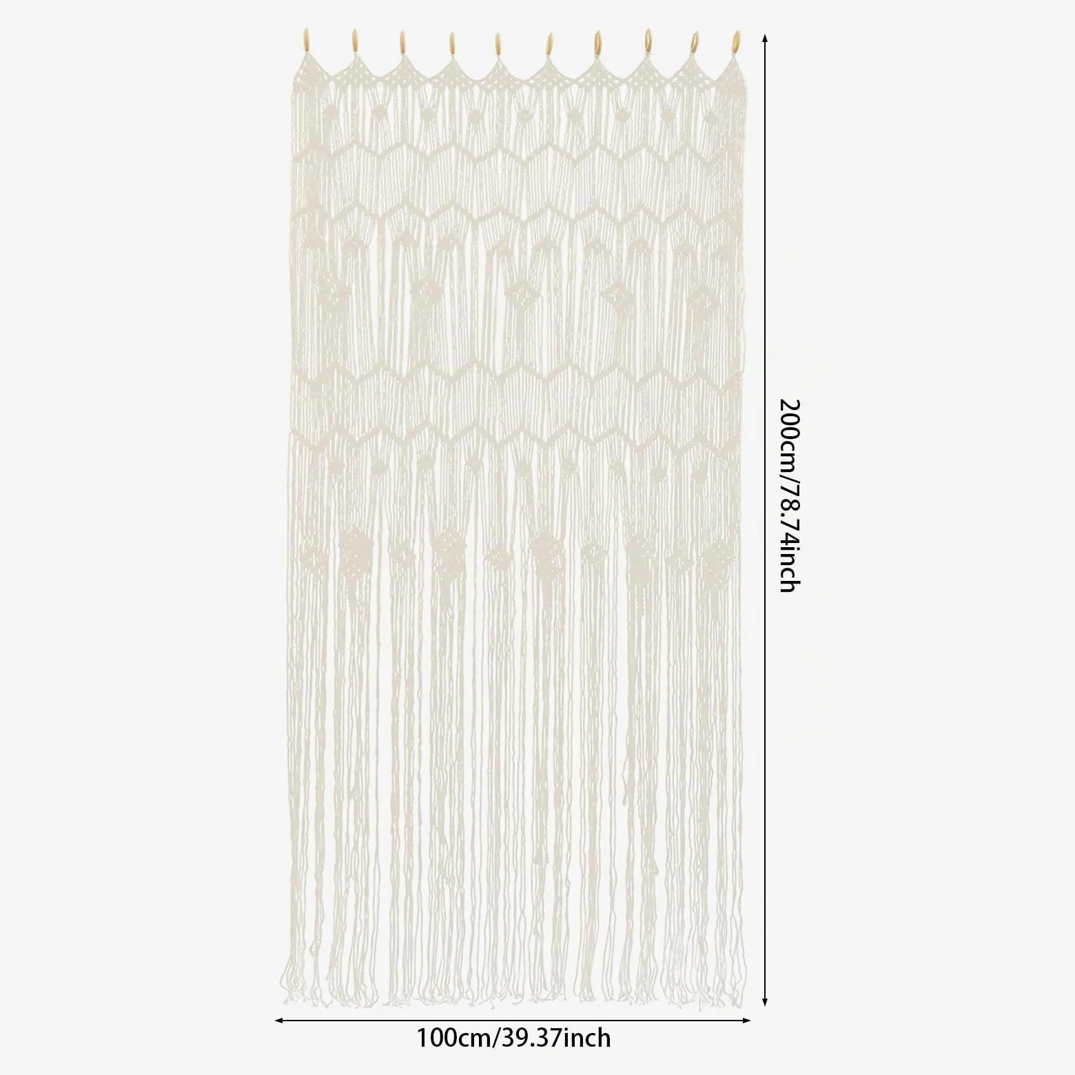 Rideau de fenêtre, 100 x 200 cm, en macramé, style bohème, séparateur de pièce, tissé à la main, 2 panneaux, pour salon, chambre à coucher, décoration de mariage