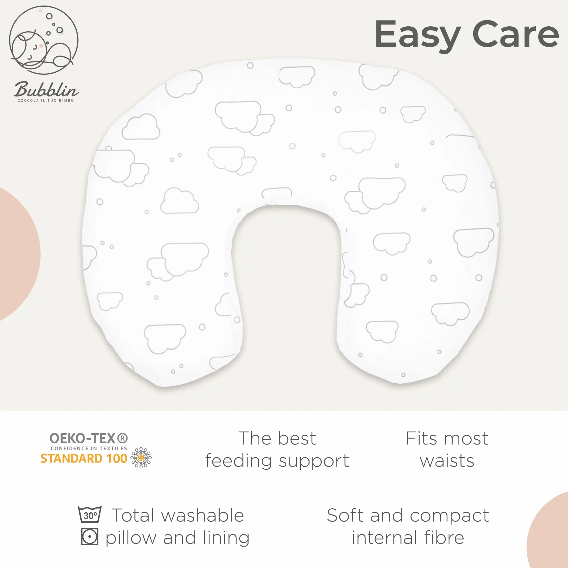 Housse de Coussin pour Allaitement 100% Coton Fermeture Discrète