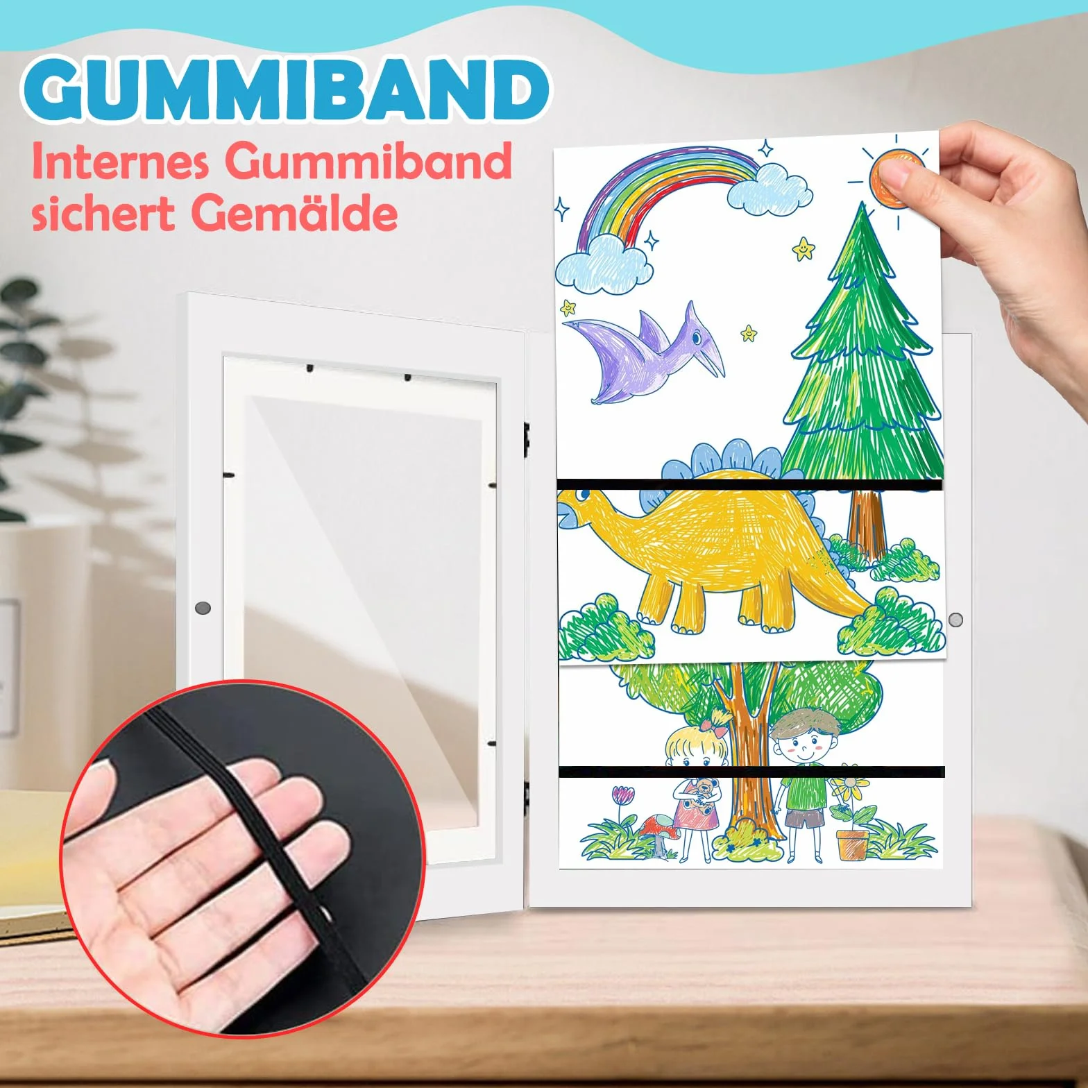 Cadre Dessin Enfant A4 Pliable pour Photos D'Enfants, Cadre Photo D'art (Blanc)