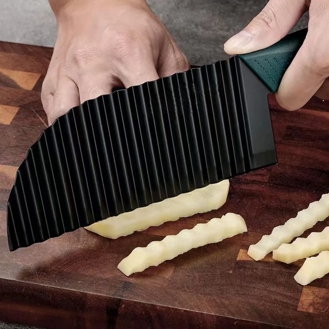 Couteau à Frites en Acier Inoxydable 304, Trancheuse Ondulée