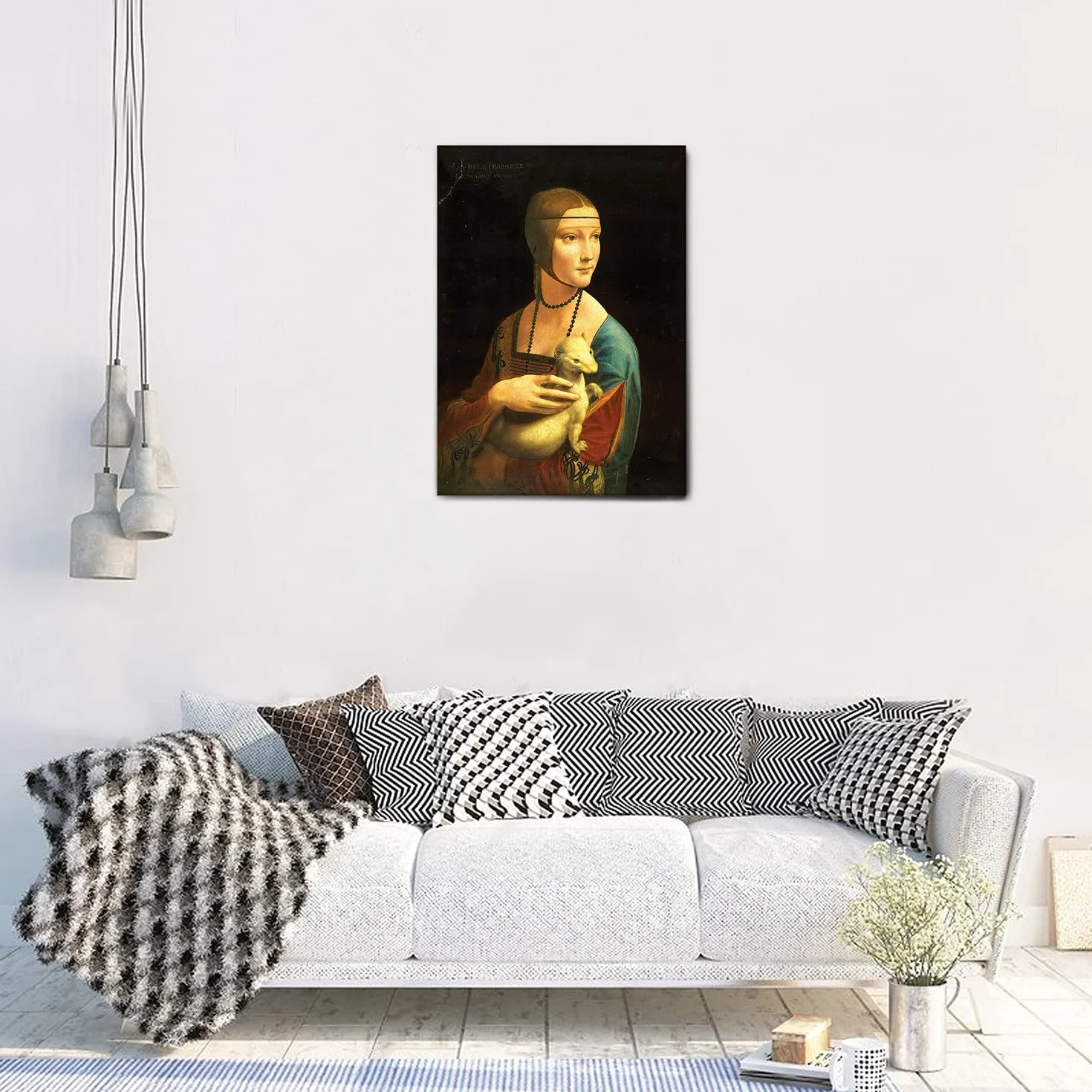 Giallobus Leonardo Da Vinci Dame à l'hermine Toile 50x70 Peinture Moderne