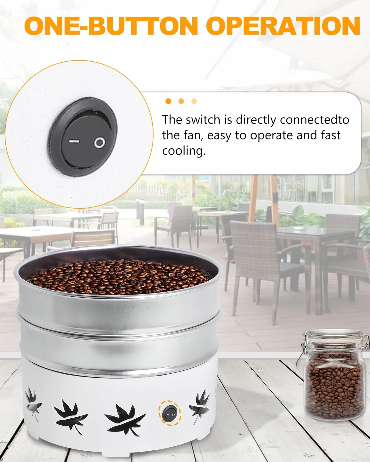 YUCHENGTECH Refroidisseur de Grains de café 500g 220V Filtre à Double Couche