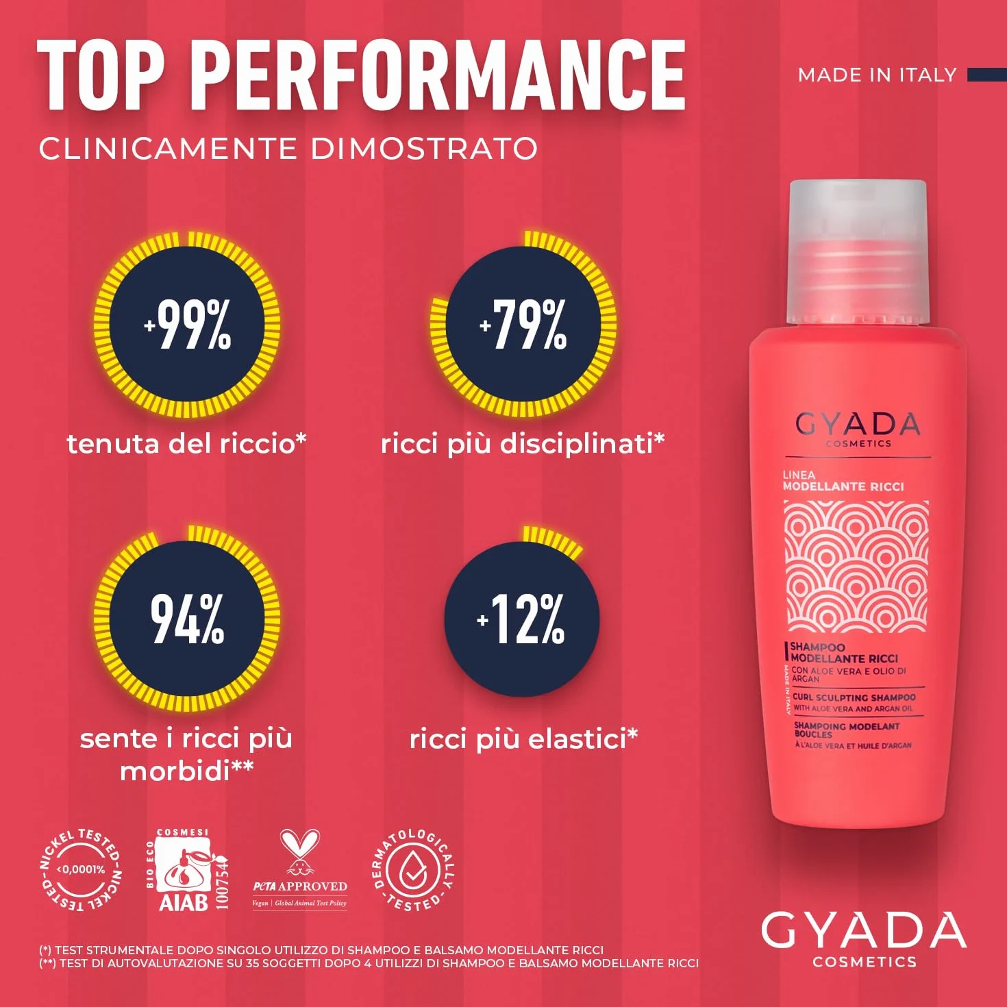 GYADA COSMETICS Shampooing Remodelant Bouclé cheveux bouclés ondulés Aloe Vera huile Argan 100 ml