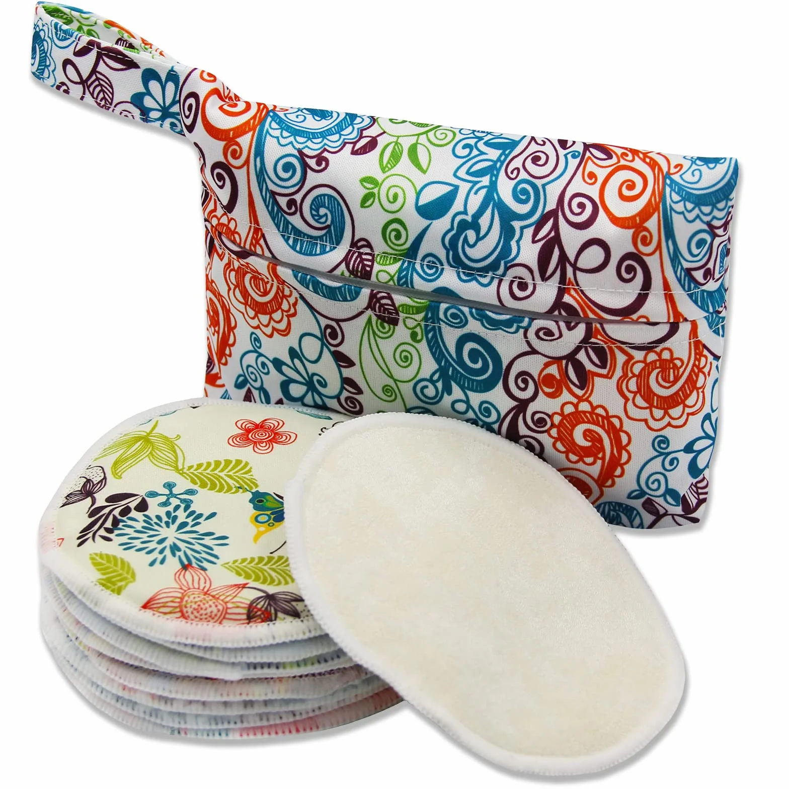 Coussinets d'allaitement en Bambou Bio Taille L 12cm – 10 lavables + Sac Humide + Sac de Lavage