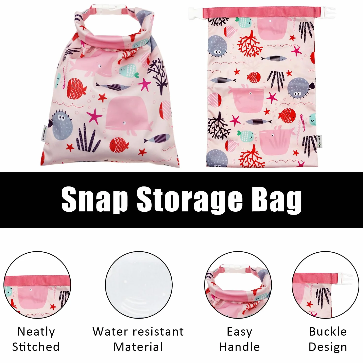 Sac Étanche Imperméable Lavable Réutilisable pour Vêtements Mouillés Couches Maillots de Bain (Rose)