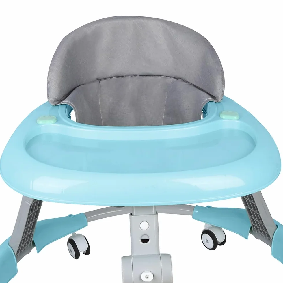 Trotteur Bébé Pliable 6-18 Mois Roues Silencieuses Hauteur Réglable Bleu 70x70x91cm