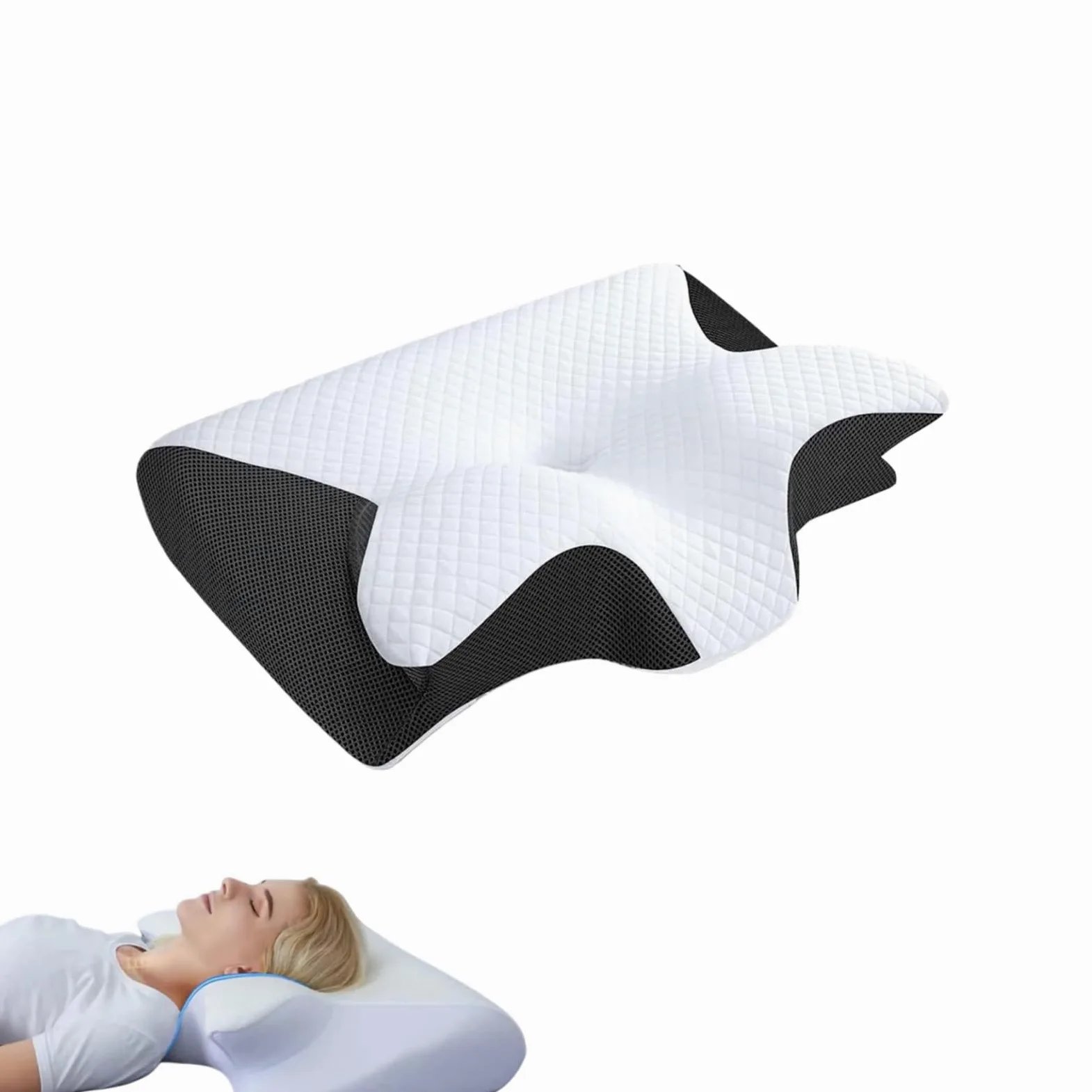 Novéa - Soulagement Cervical，Oreiller en Mousse à mémoire de Forme 2 en 1 Soulage l'inconfort Pendant Le Sommeil et améliore Le Confort Convient à Toutes Les Positions de Sommeil